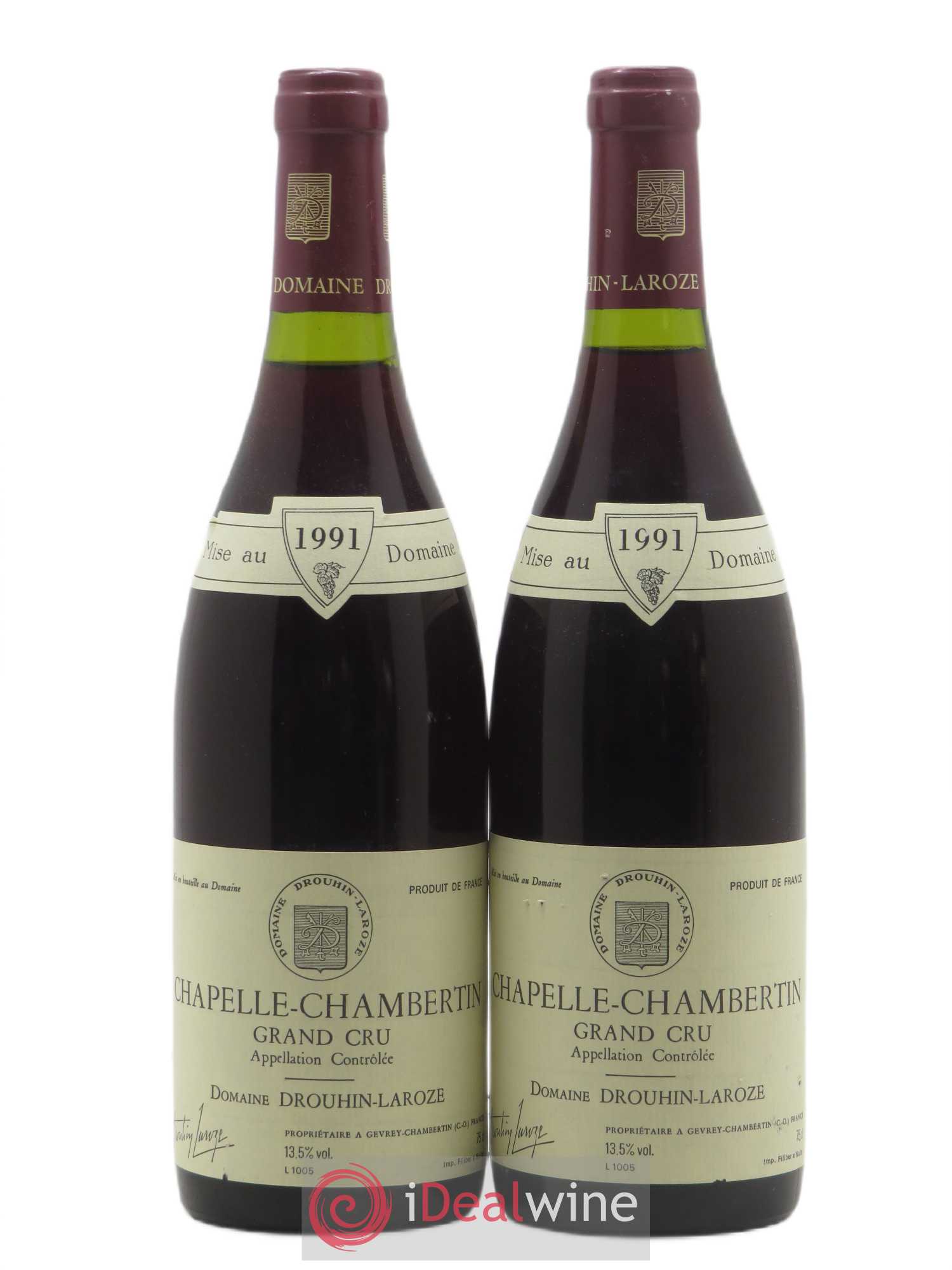 Chapelle-Chambertin Grand Cru Domaine Drouhin-Laroze 1991 - Lot de 2 bouteilles - 0