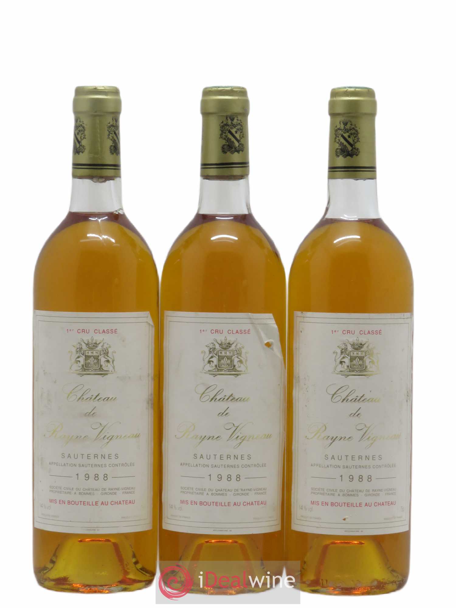 Château de Rayne Vigneau 1er Grand Cru Classé 1988 - Lotto di 3 bottiglie - 0