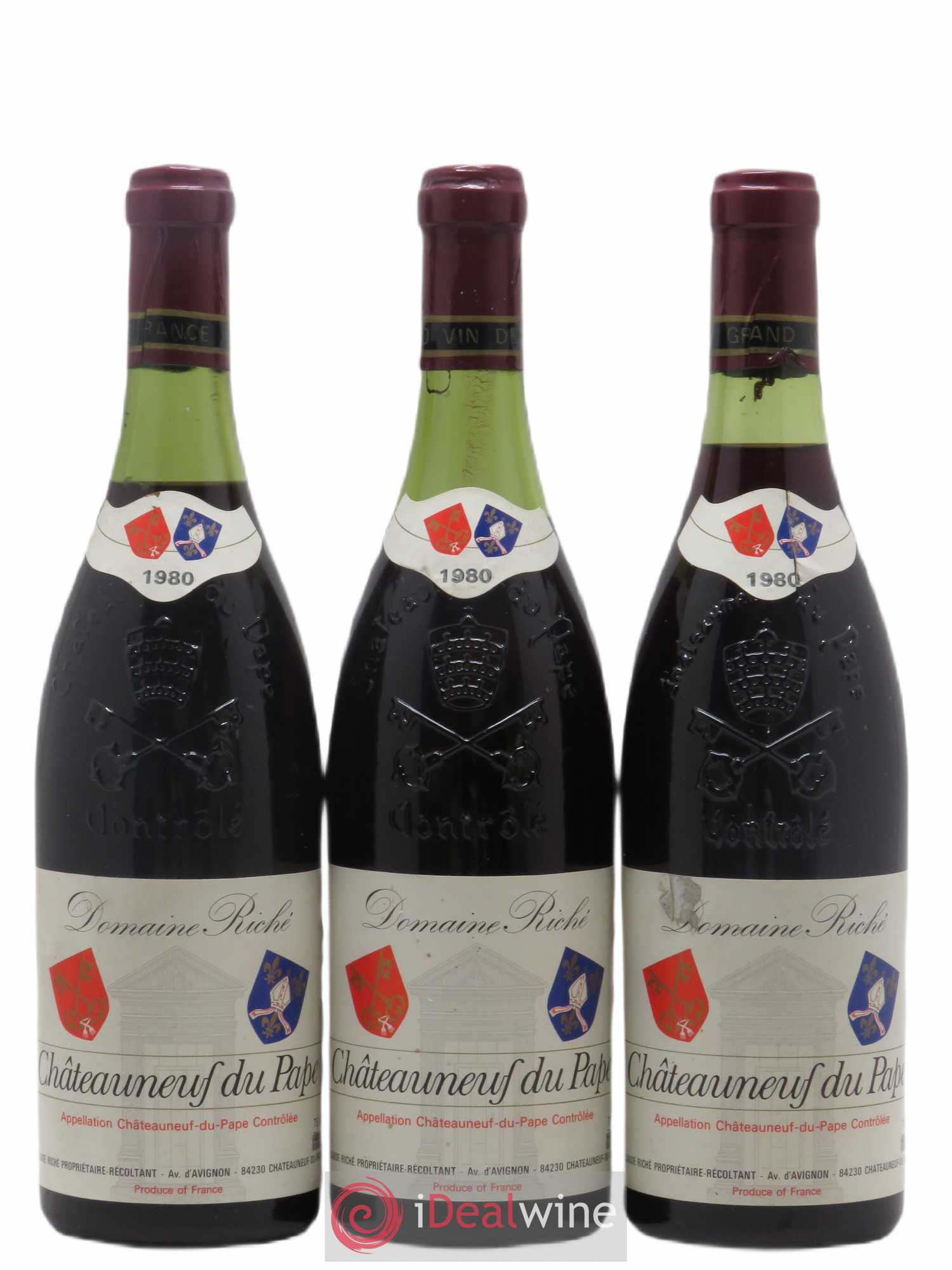 Châteauneuf-du-Pape Domaine Riché (sans prix de réserve) 1980 - Lot de 3 bouteilles - 0