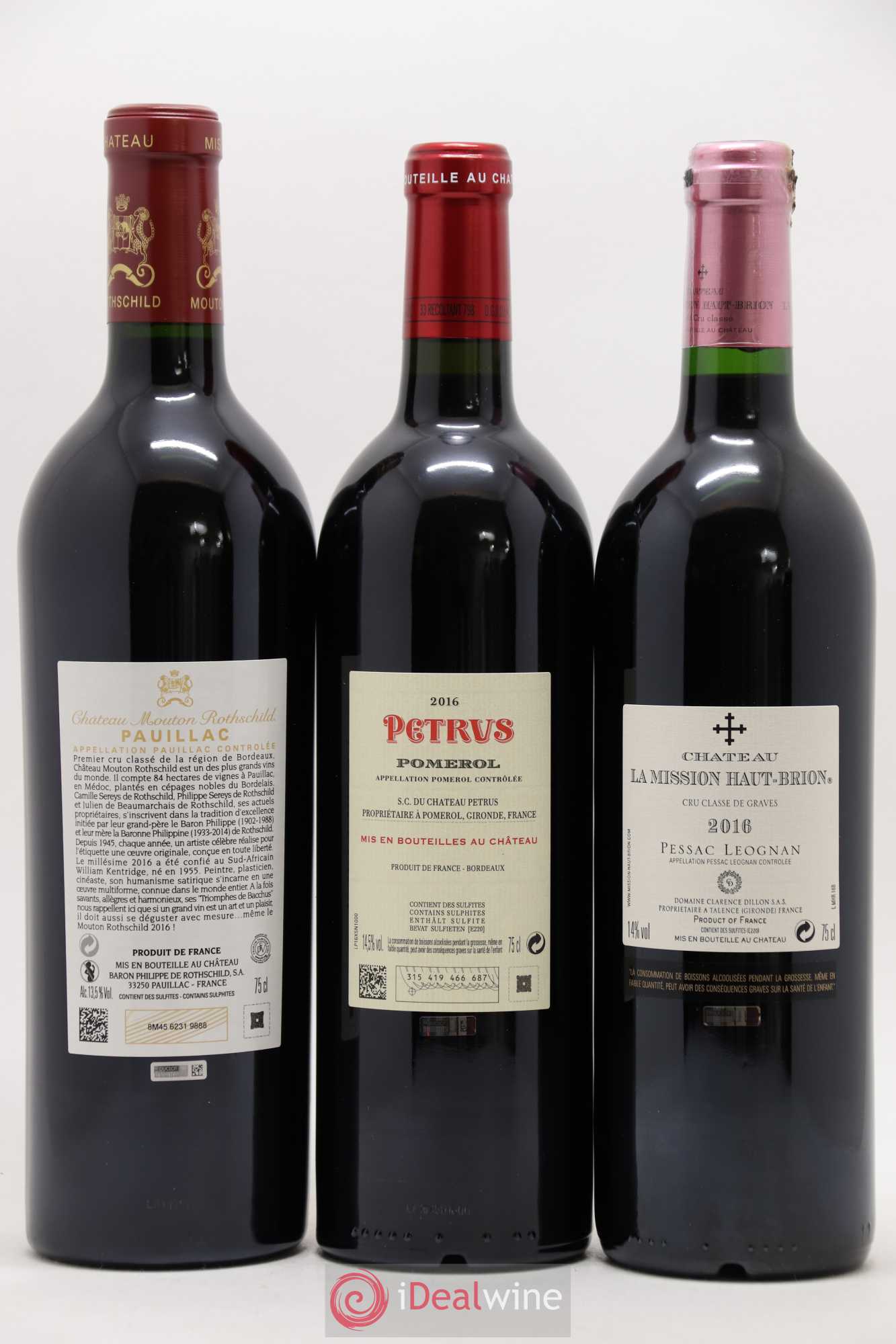 Caisse Collection Duclot Margaux,Yquem, Pétrus, Mission Haut Brion, Mouton Rothschild, Lafite Rothschild, Ausone, Haut Brion, Cheval Blanc 2016 - Posten von 9 Flaschen - 2