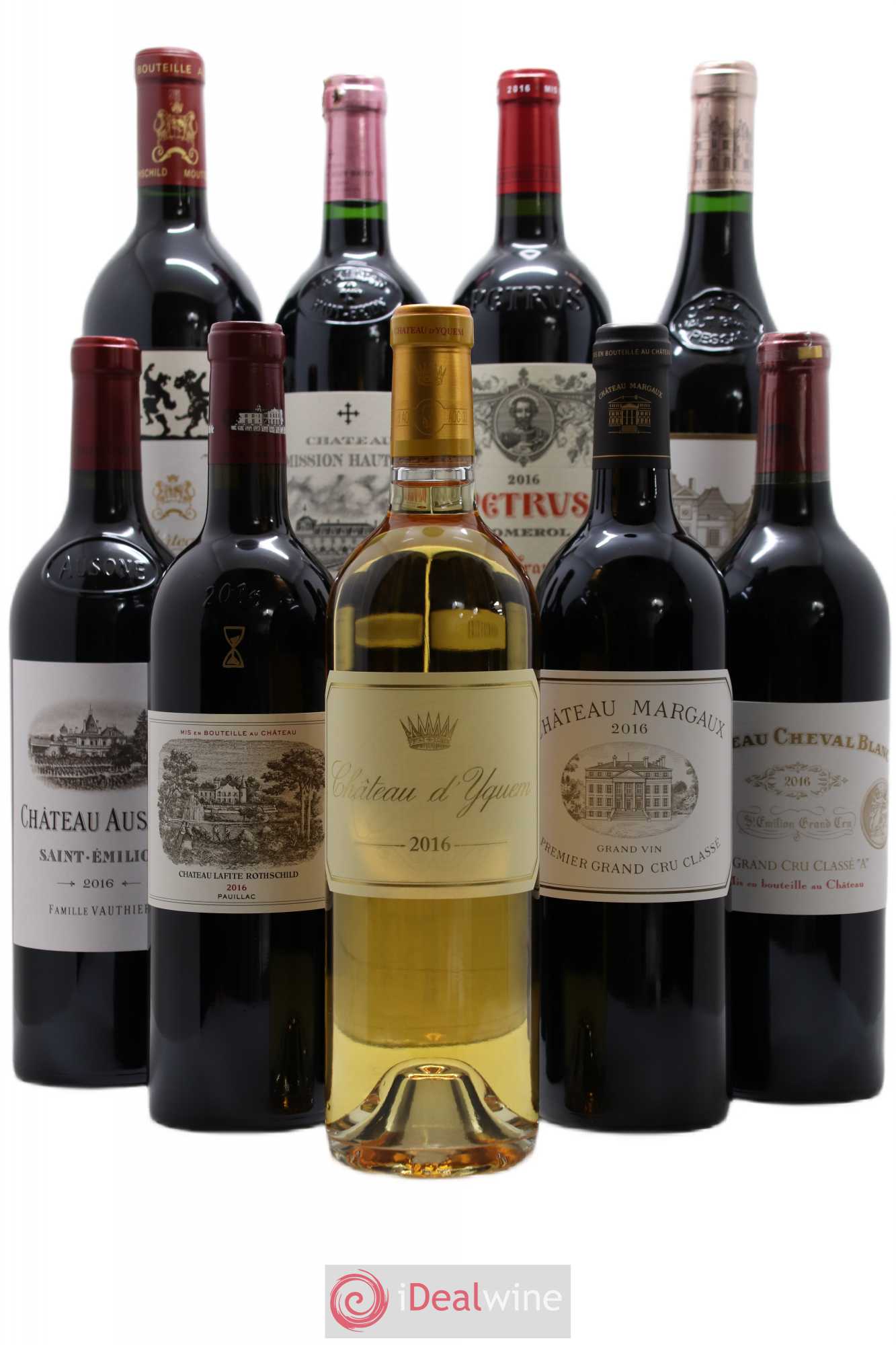 Caisse Collection Duclot Margaux,Yquem, Pétrus, Mission Haut Brion, Mouton Rothschild, Lafite Rothschild, Ausone, Haut Brion, Cheval Blanc 2016 - Posten von 9 Flaschen - 0