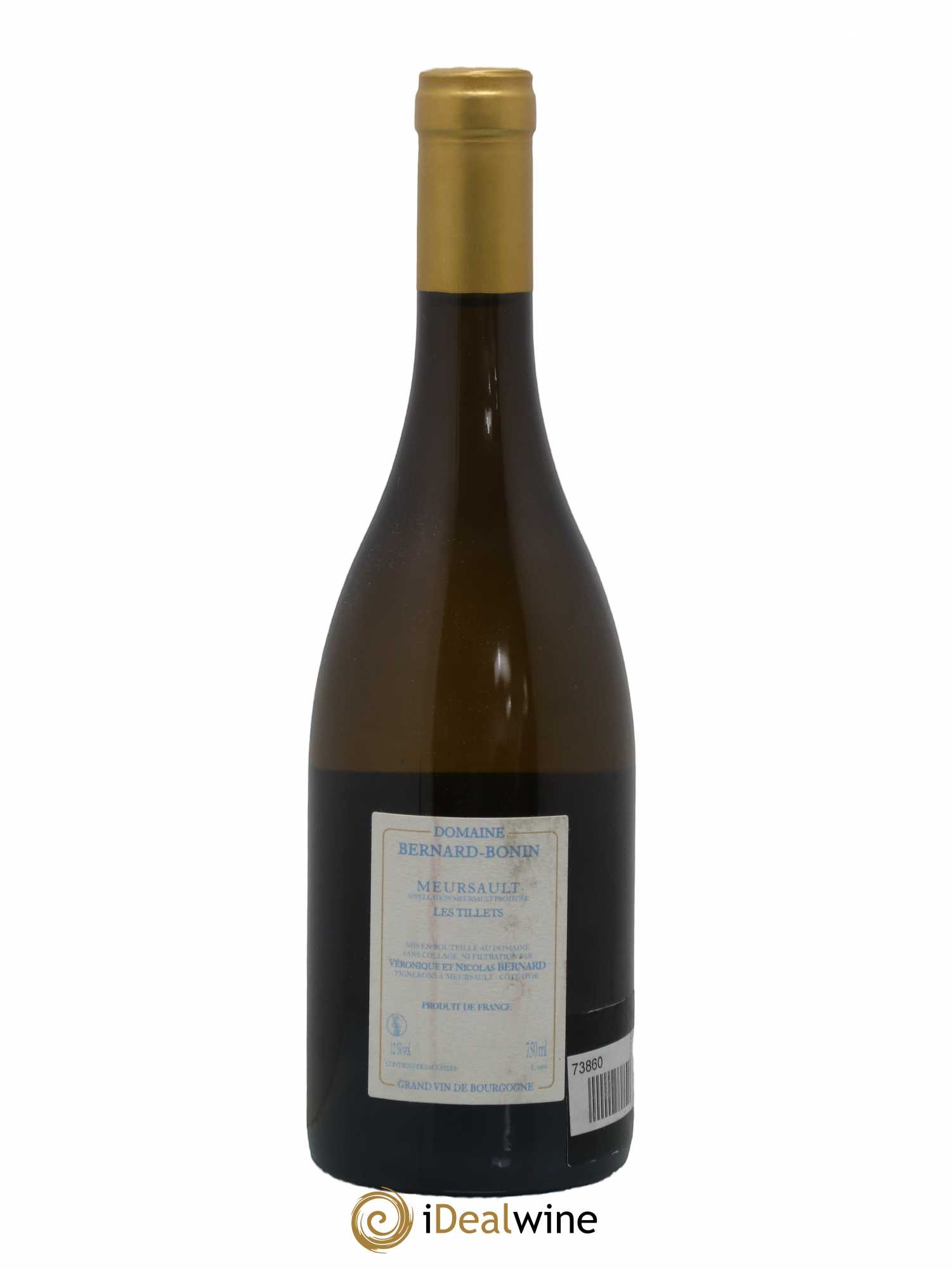 Meursault Les Tillets Bernard Bonin 2016 - Lot de 1 bouteille - 1