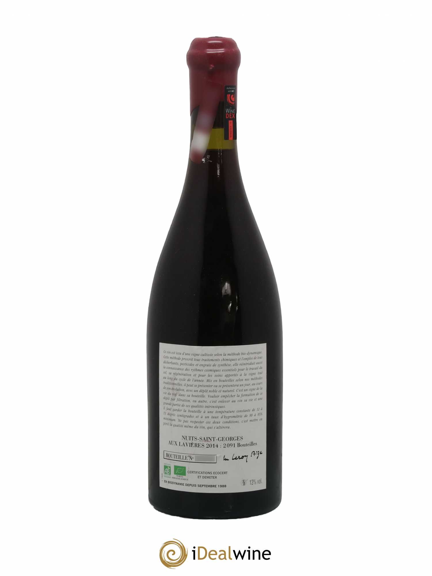 Nuits-Saint-Georges Aux Lavières Leroy (Domaine) 2014 - Lot de 1 bouteille - 1