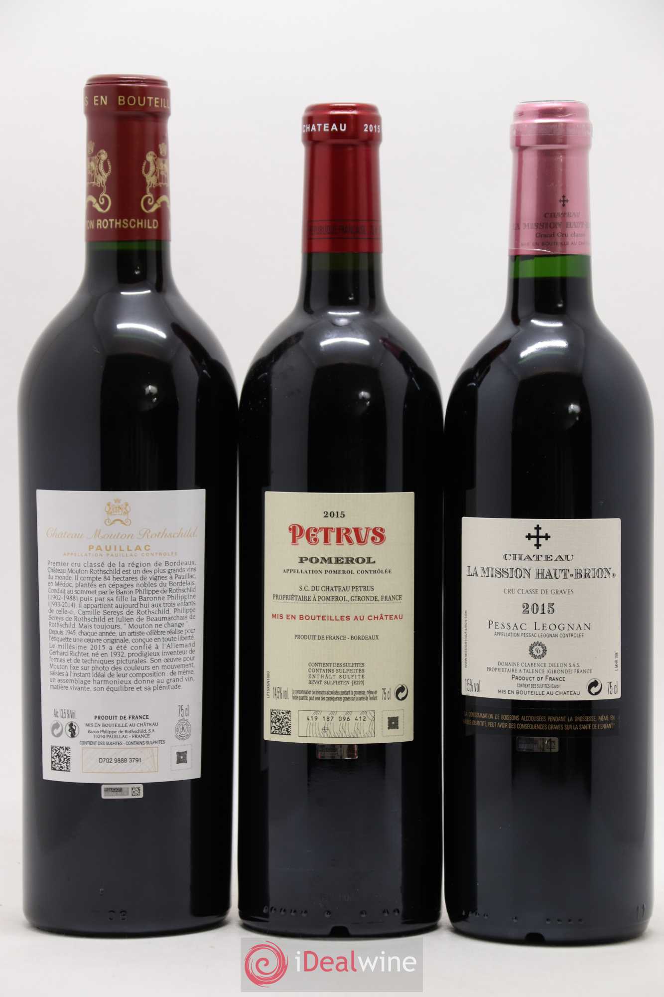 Caisse Collection Duclot Margaux,Yquem, Pétrus, Mission Haut Brion, Mouton Rothschild, Lafite Rothschild, Ausone, Haut Brion, Cheval Blanc 2015 - Posten von 9 Flaschen - 2