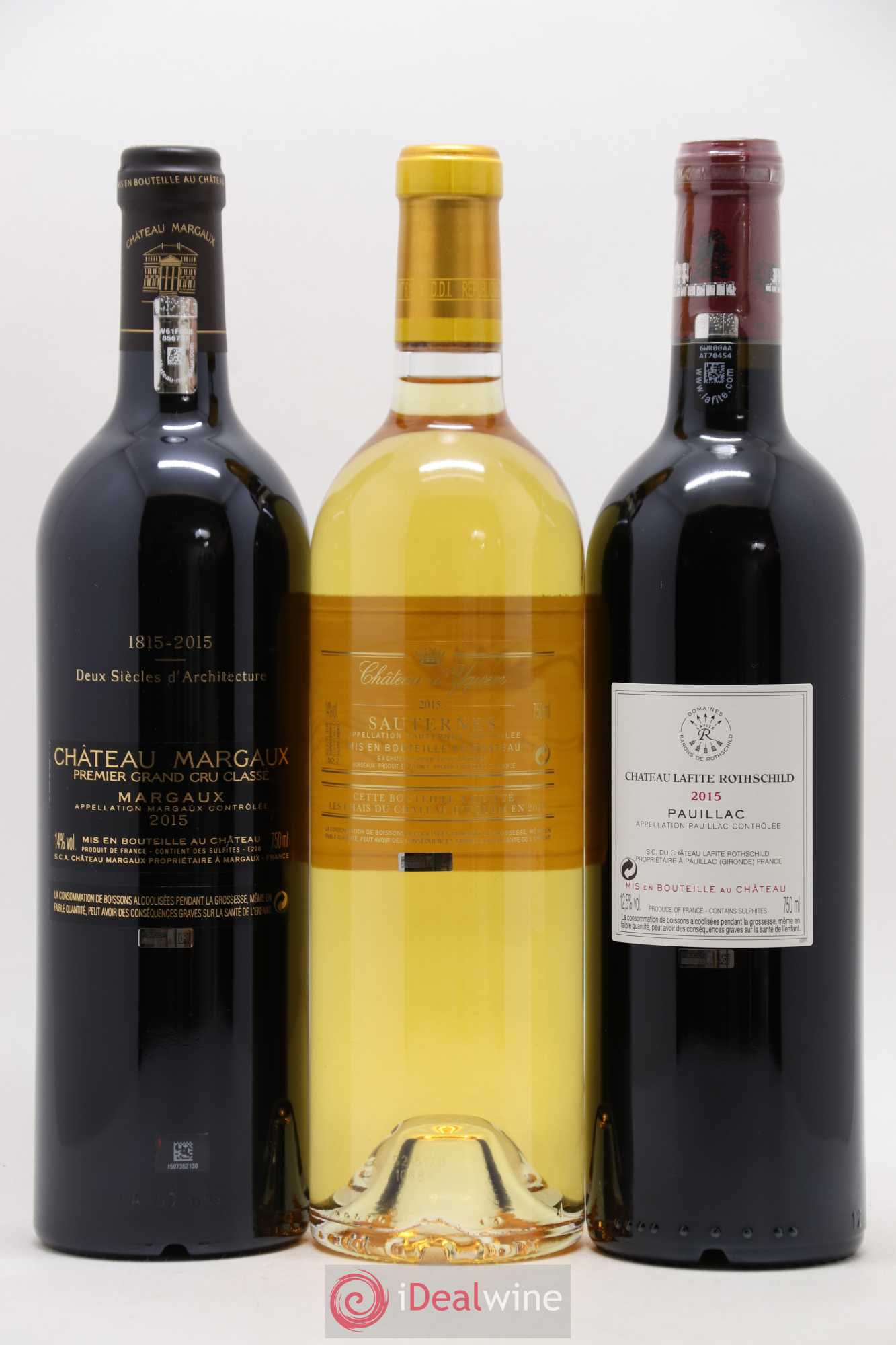 Caisse Collection Duclot Margaux,Yquem, Pétrus, Mission Haut Brion, Mouton Rothschild, Lafite Rothschild, Ausone, Haut Brion, Cheval Blanc 2015 - Posten von 9 Flaschen - 6