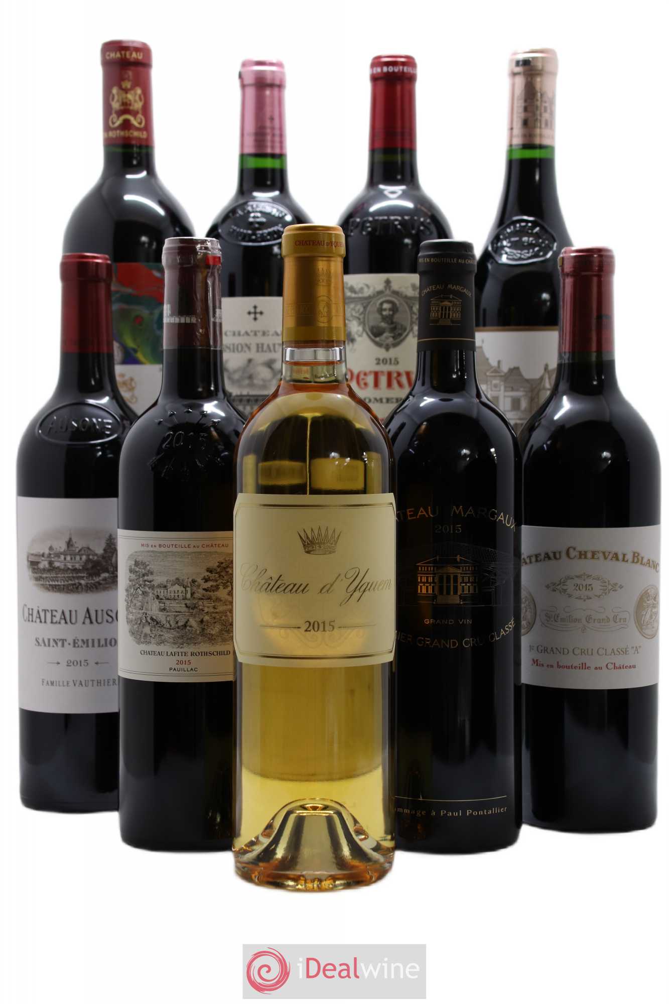 Caisse Collection Duclot Margaux,Yquem, Pétrus, Mission Haut Brion, Mouton Rothschild, Lafite Rothschild, Ausone, Haut Brion, Cheval Blanc 2015 - Posten von 9 Flaschen - 0