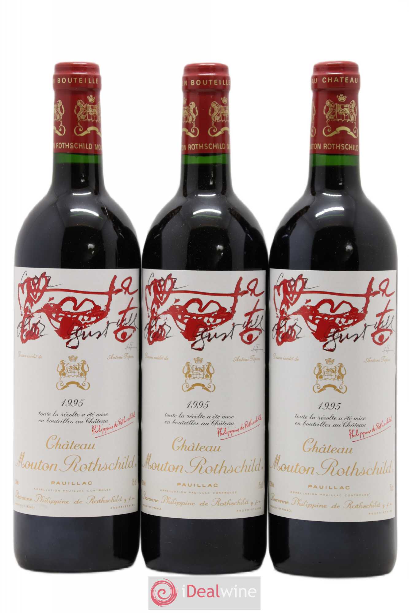 Château Mouton Rothschild 1er Grand Cru Classé 1995 - Lot de 3 bouteilles - 0