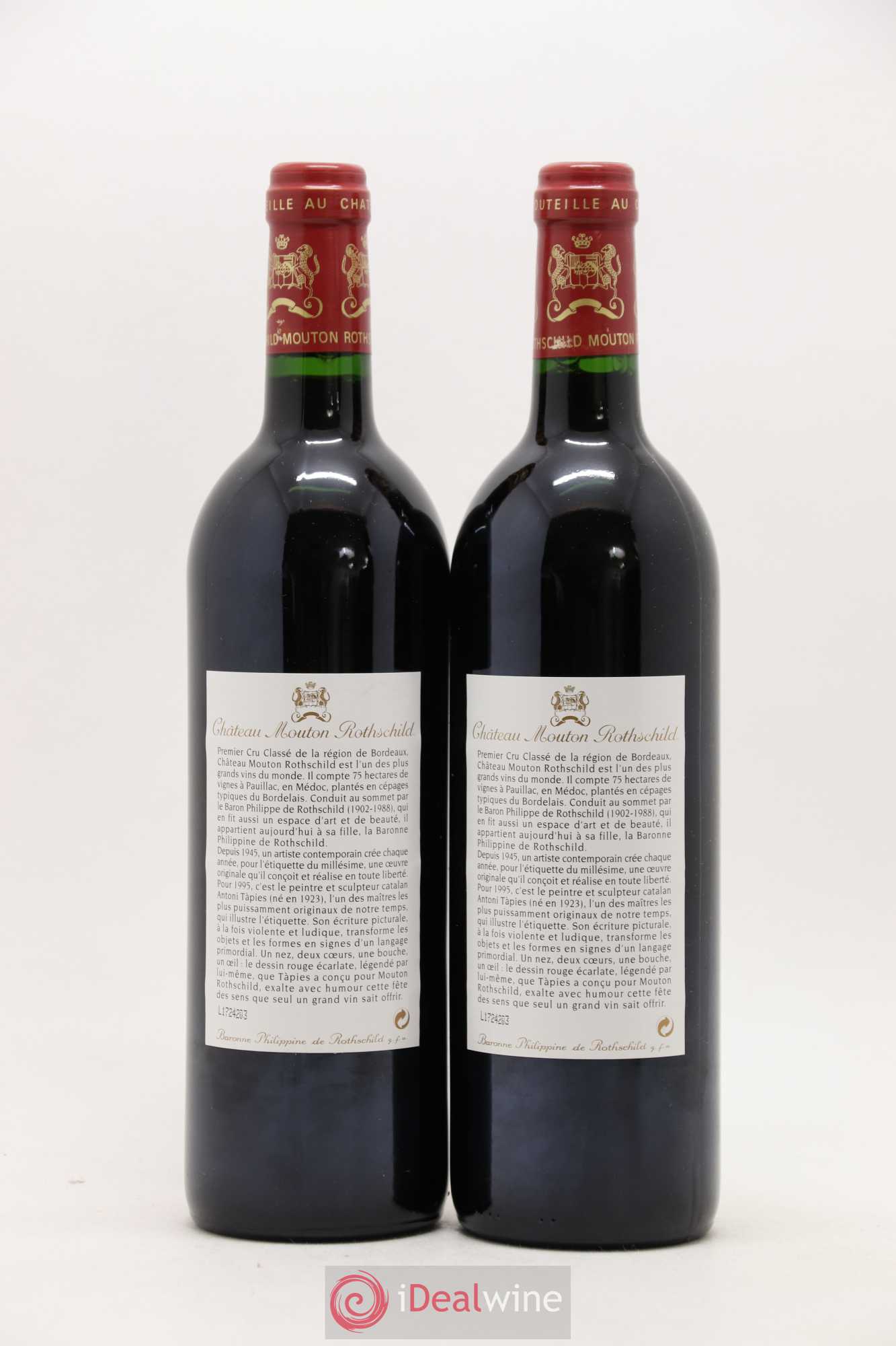 Château Mouton Rothschild 1er Grand Cru Classé 1995 - Lot de 2 bouteilles - 1