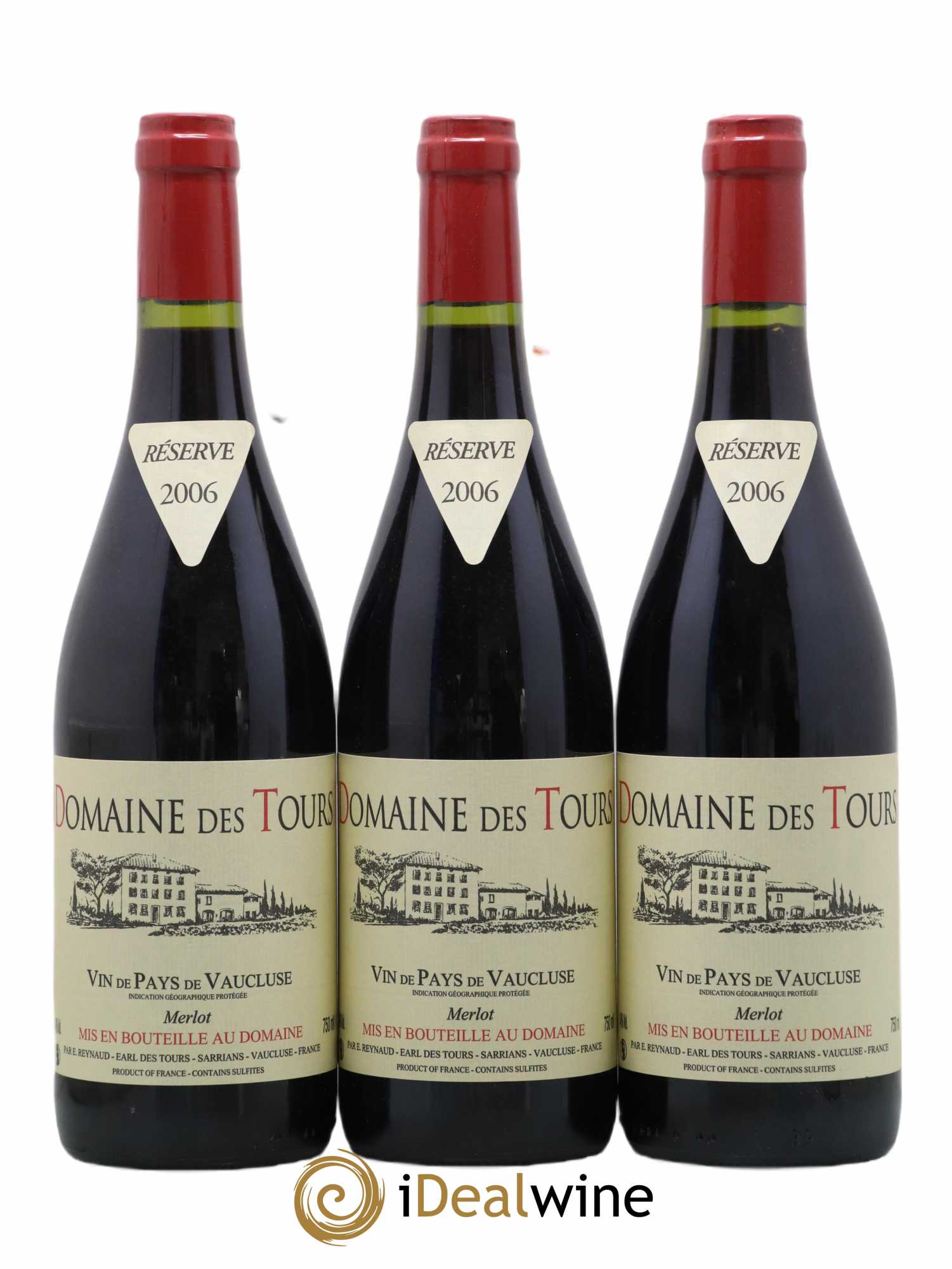 Vaucluse Domaine des Tours Merlot Emmanuel Reynaud 2006 - Lot de 3 bouteilles - 0