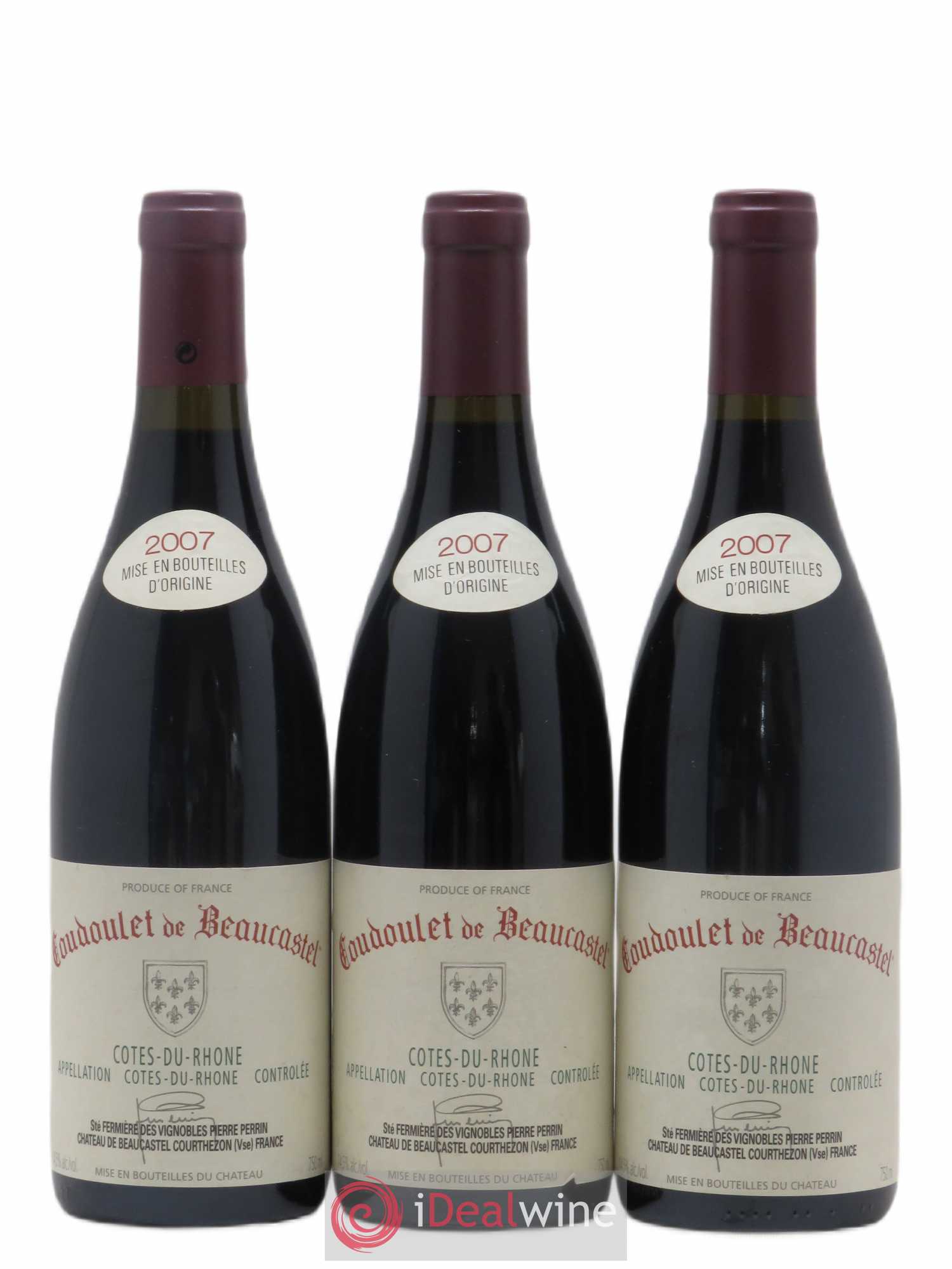 Côtes-du-Rhône Coudoulet de Beaucastel Famille Perrin 2007 - Lot de 3 bouteilles - 0