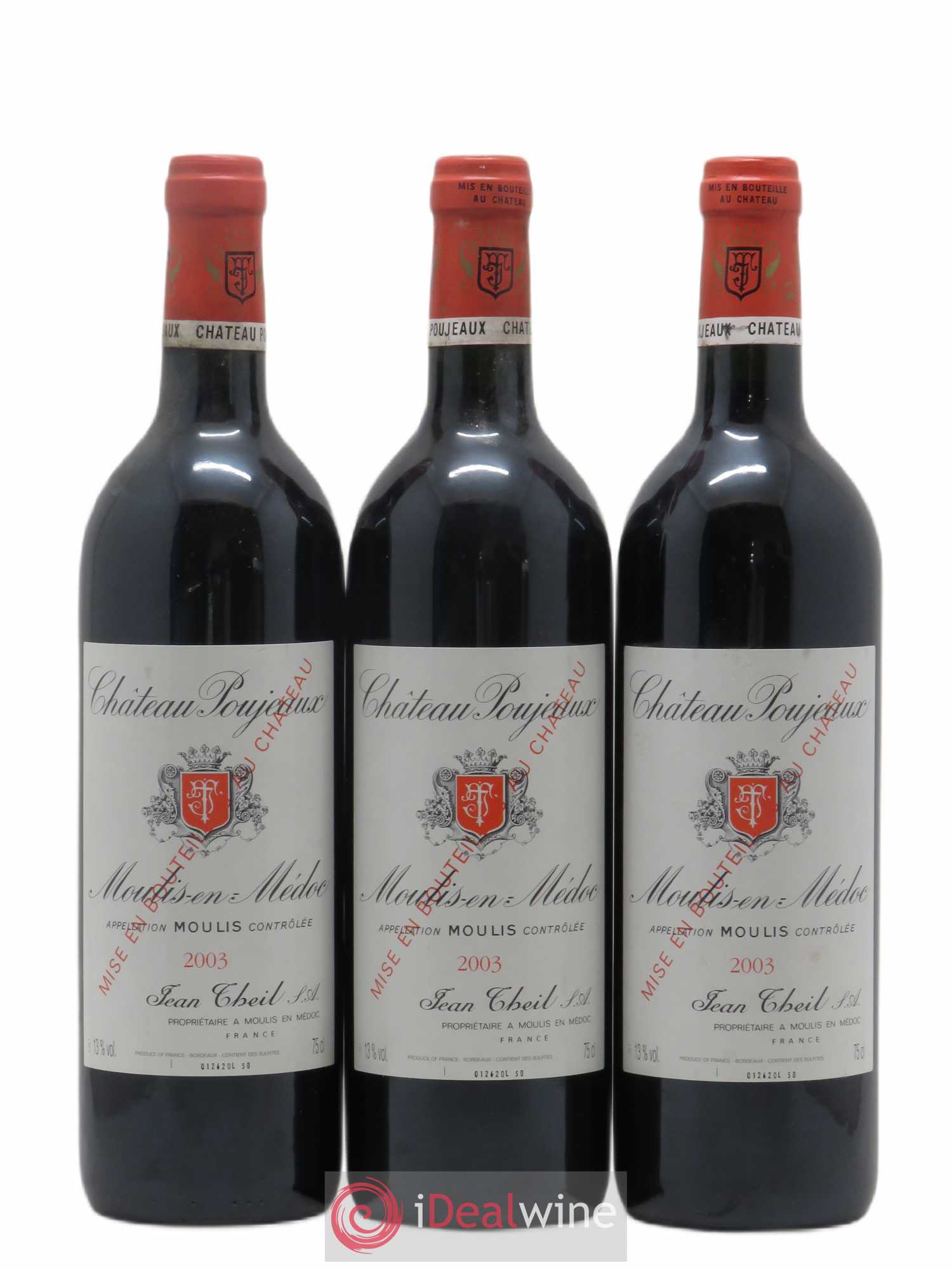 Château Poujeaux 2003 - Lot de 3 bouteilles - 0