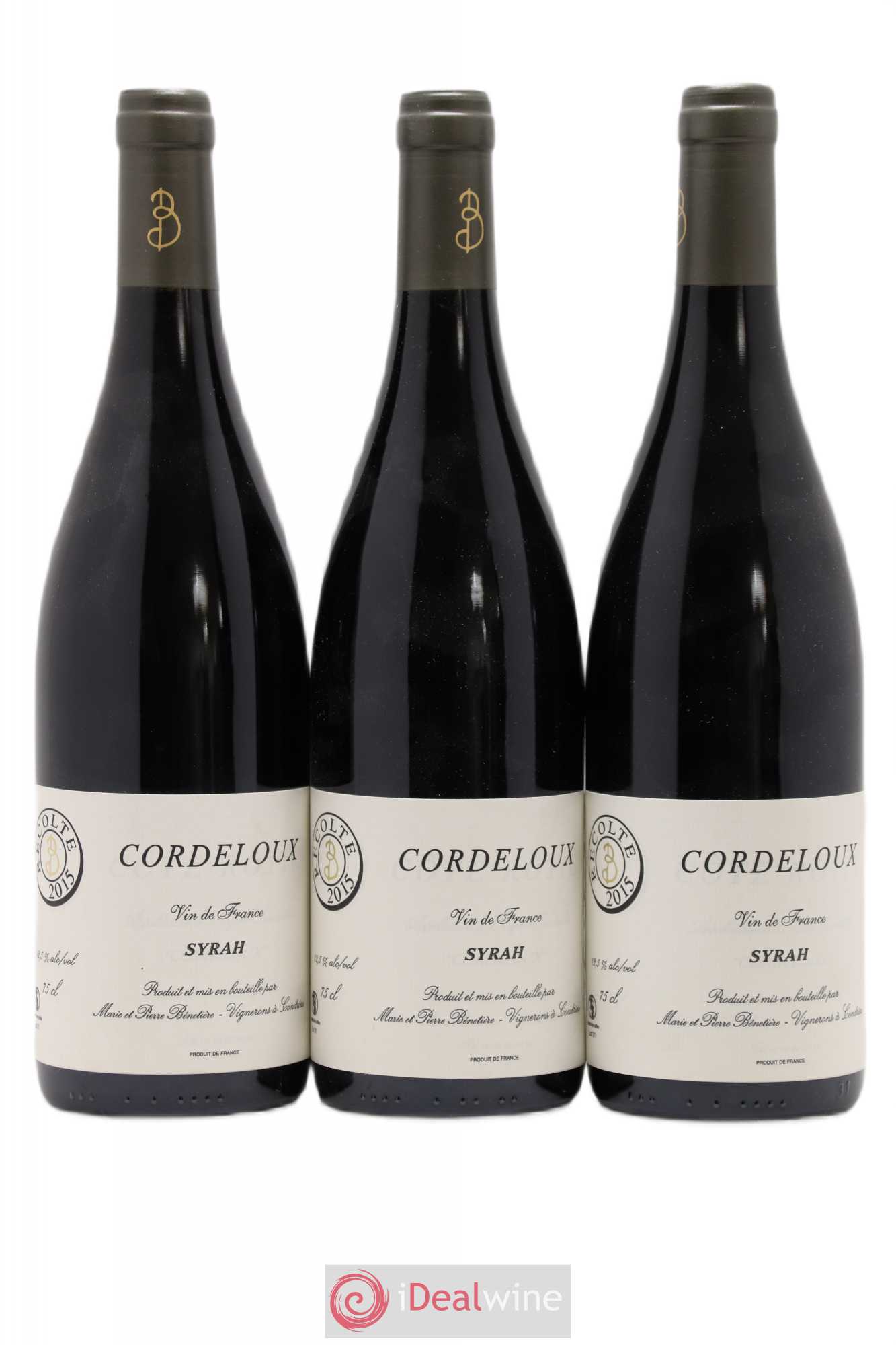 Vin de France Syrah Cordeloux Marie et Pierre Bénetière (Domaine) 2015 - Lot de 3 bouteilles - 0