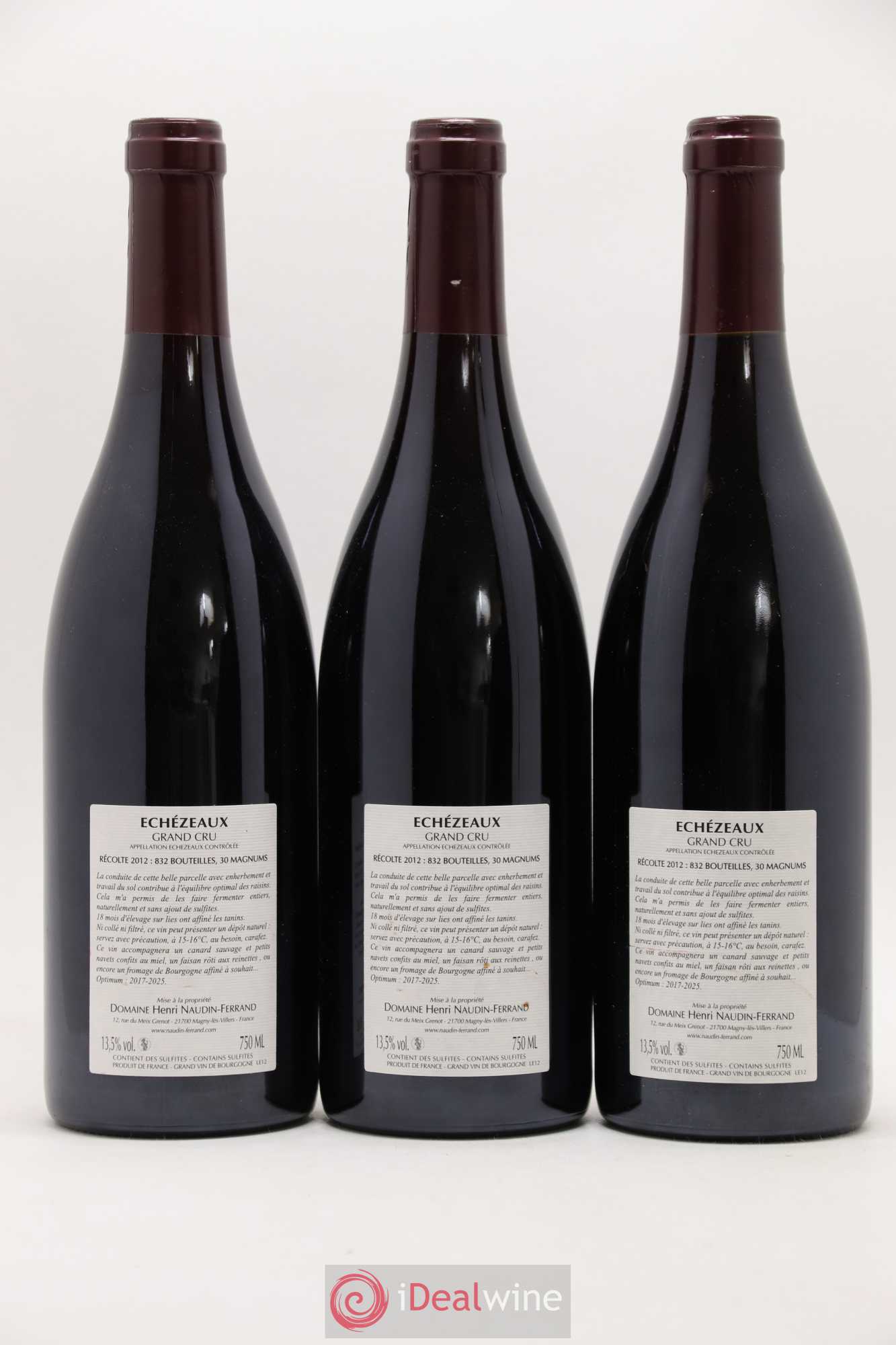 Echezeaux Grand Cru Naudin-Ferrand (Domaine) 2012 - Lot de 3 bouteilles - 1