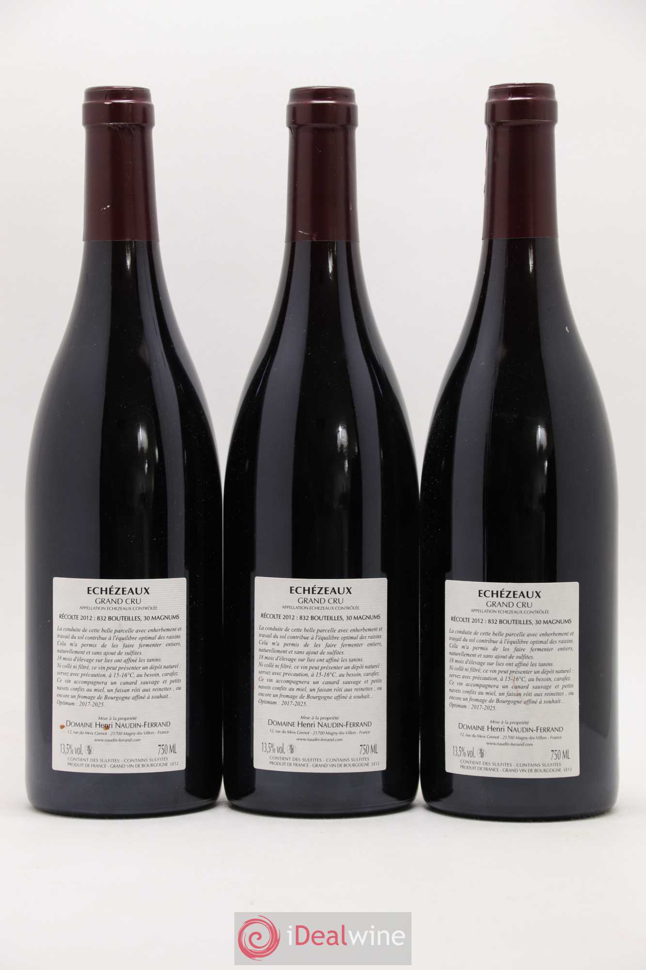 Echezeaux Grand Cru Naudin-Ferrand (Domaine) 2012 - Lot de 3 bouteilles - 1