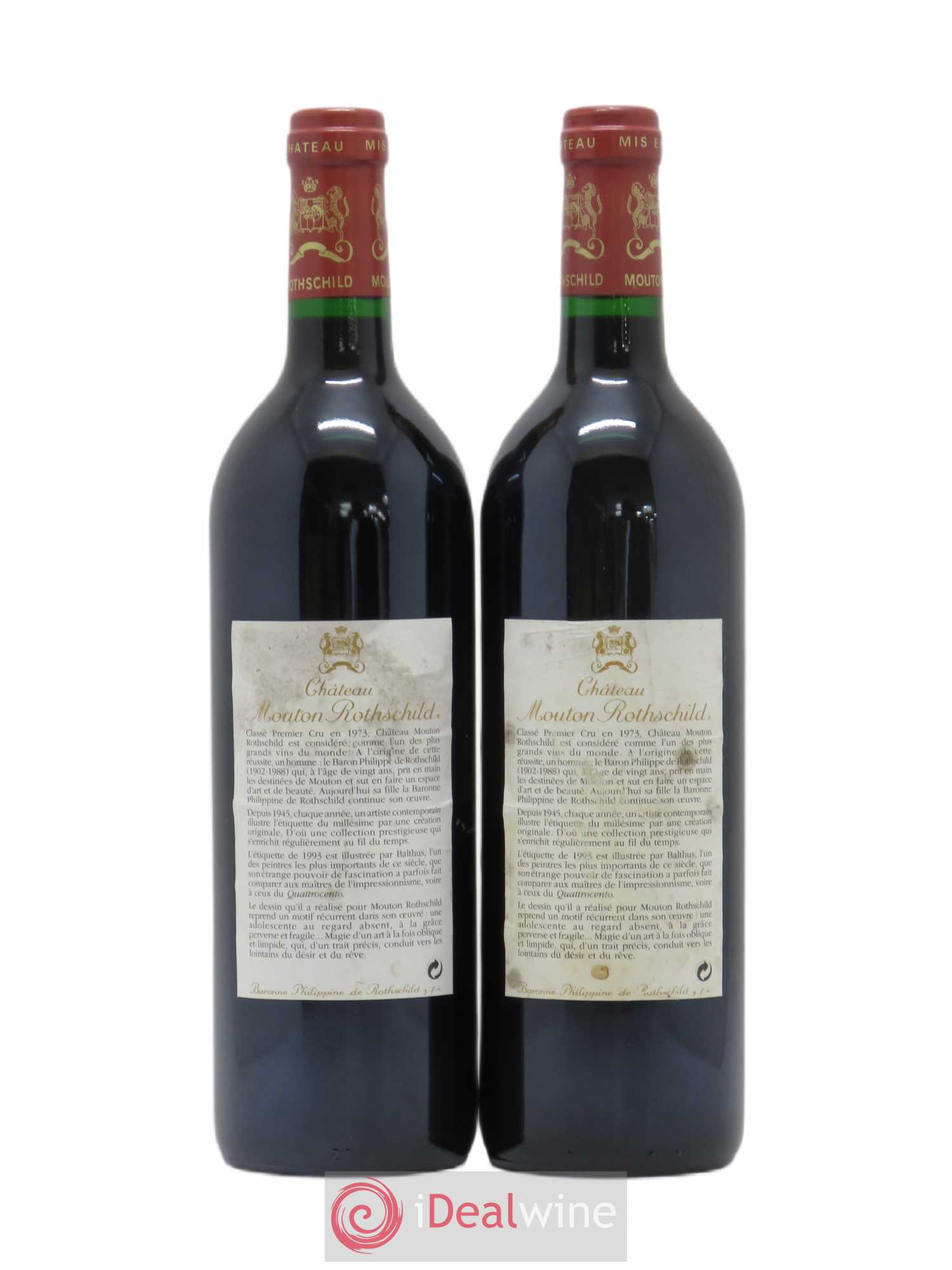 Château Mouton Rothschild 1er Grand Cru Classé 1993 - Lot de 2 bouteilles - 1