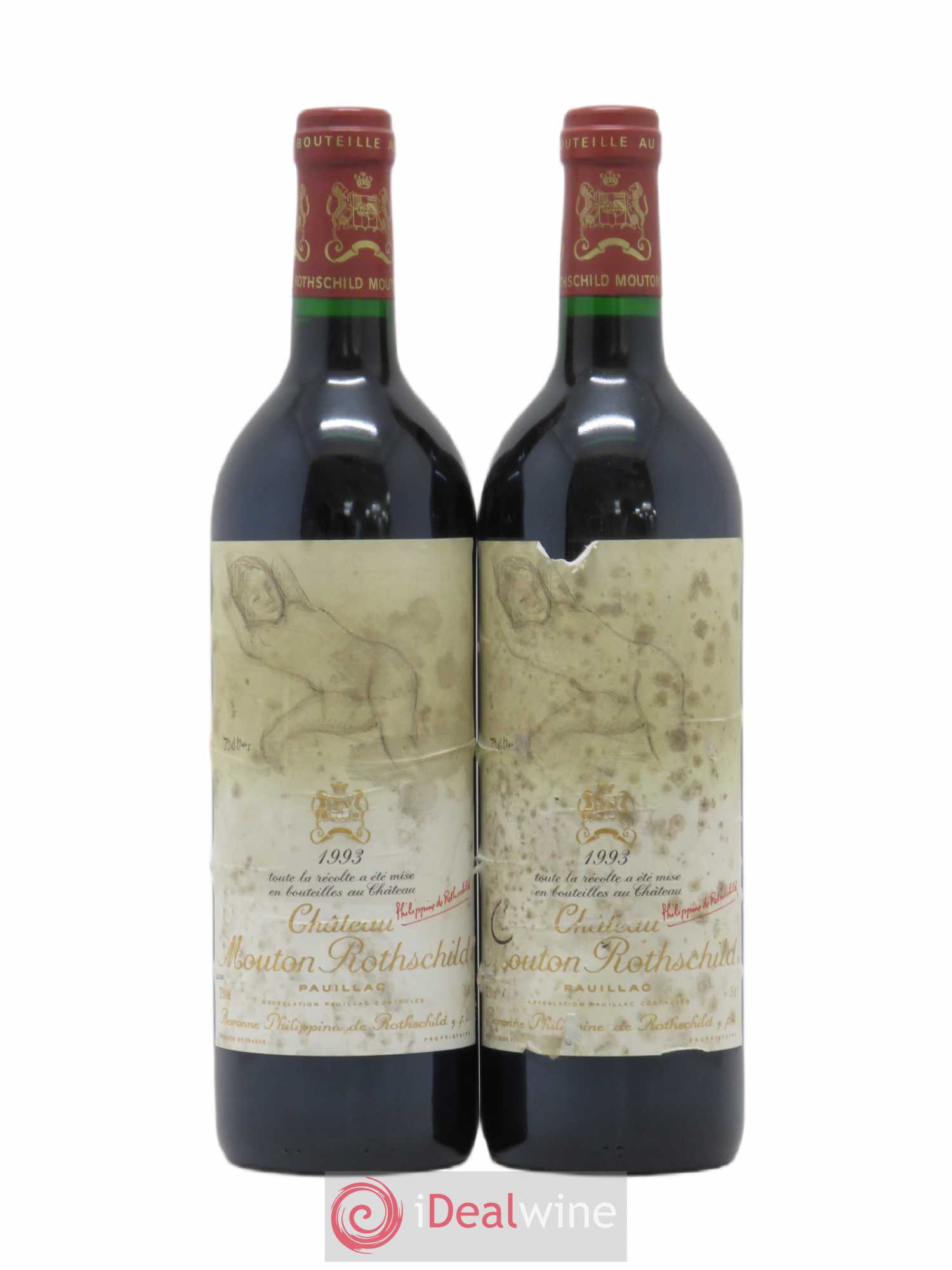 Château Mouton Rothschild 1er Grand Cru Classé 1993 - Lot de 2 bouteilles - 0