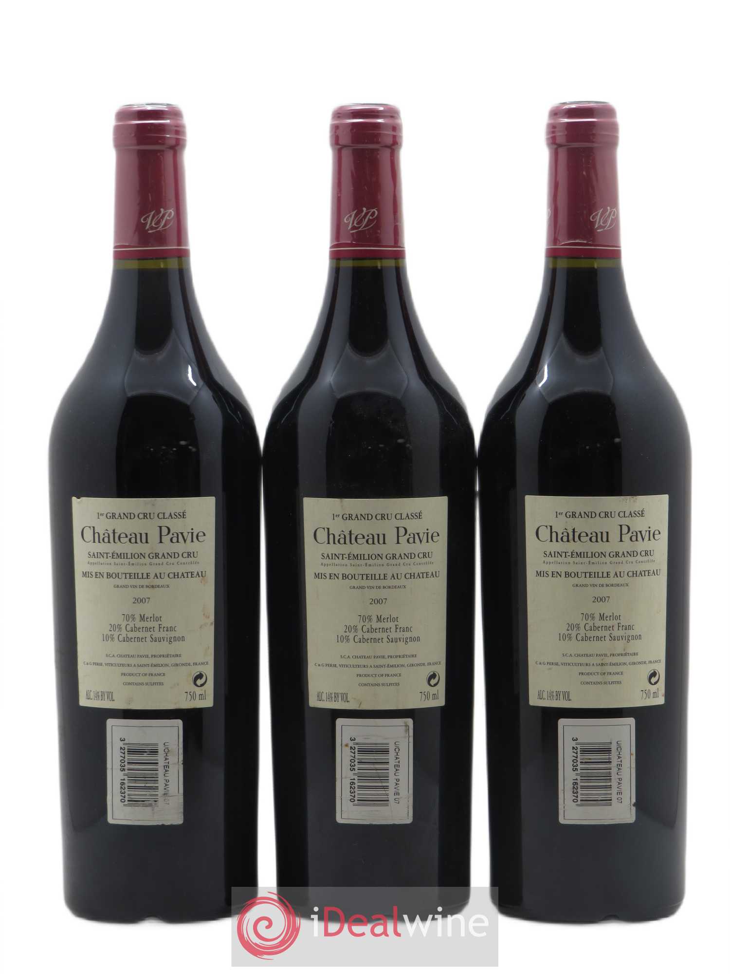 Château Pavie 1er Grand Cru Classé A 2007 - Lot de 3 bouteilles - 1