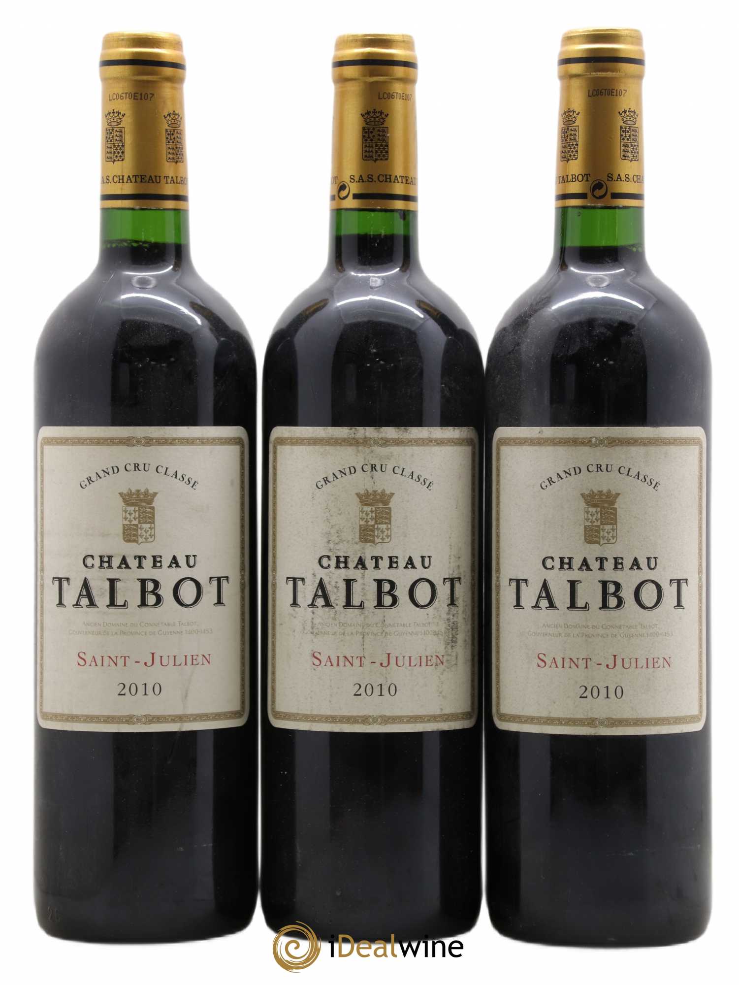 Château Talbot 4ème Grand Cru Classé 2010 - Lot de 3 bouteilles - 0