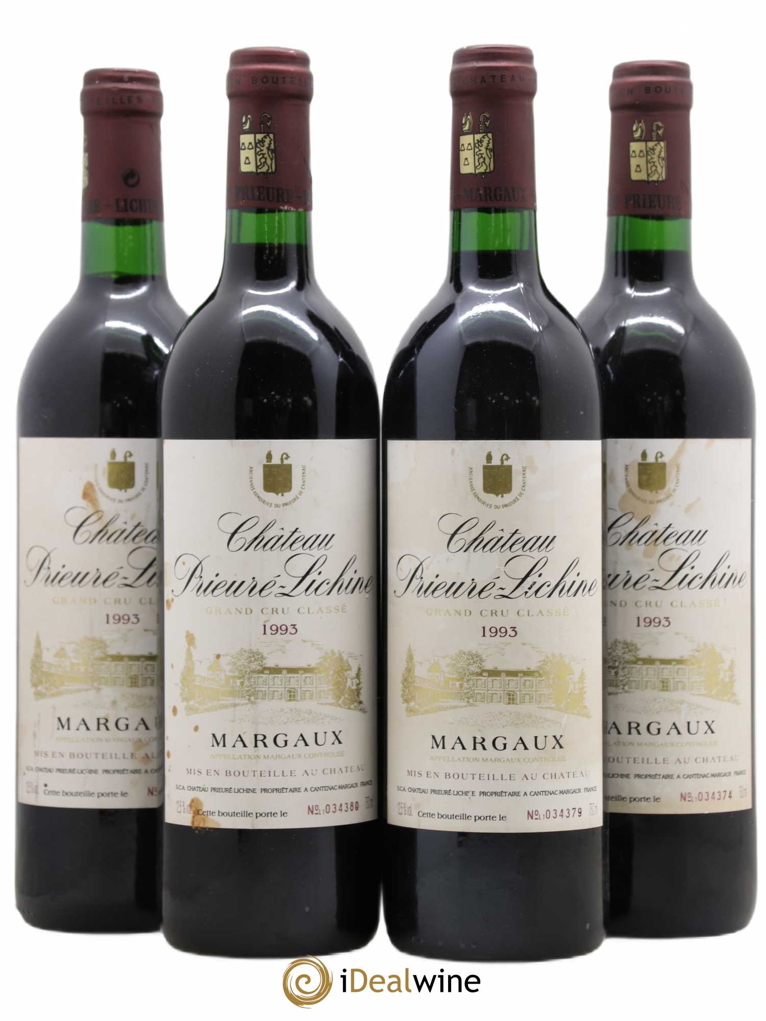 Château Prieuré Lichine 4ème Grand Cru Classé 1993 - Lot de 4 bouteilles - 0