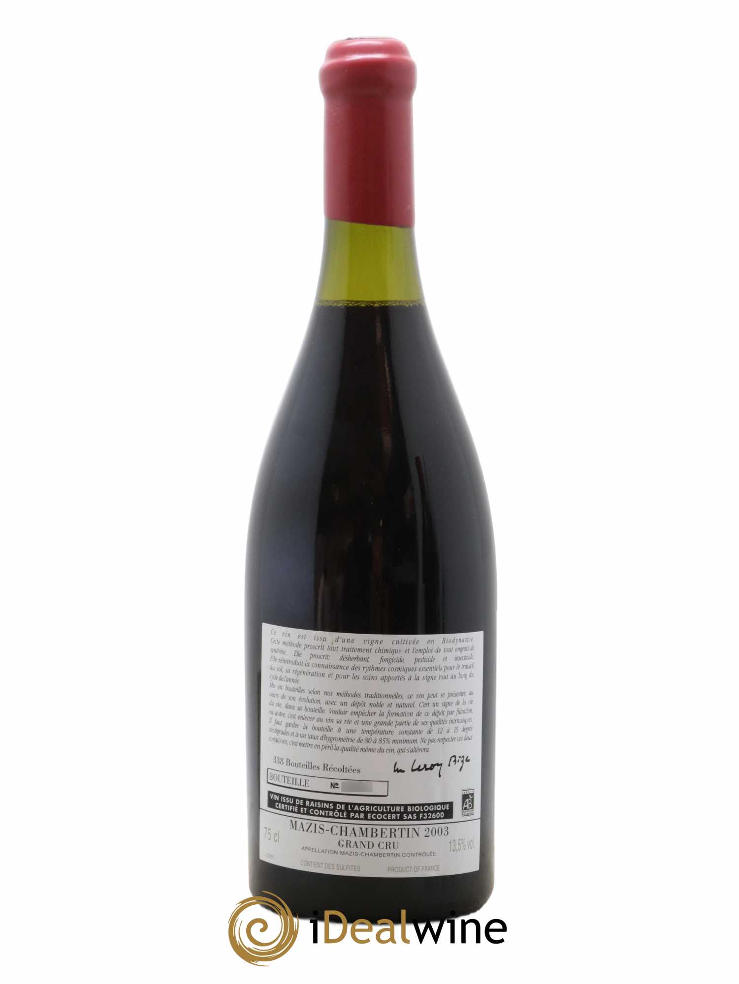 Mazis-Chambertin Grand Cru d'Auvenay (Domaine) 2003 - Lot de 1 bouteille - 1