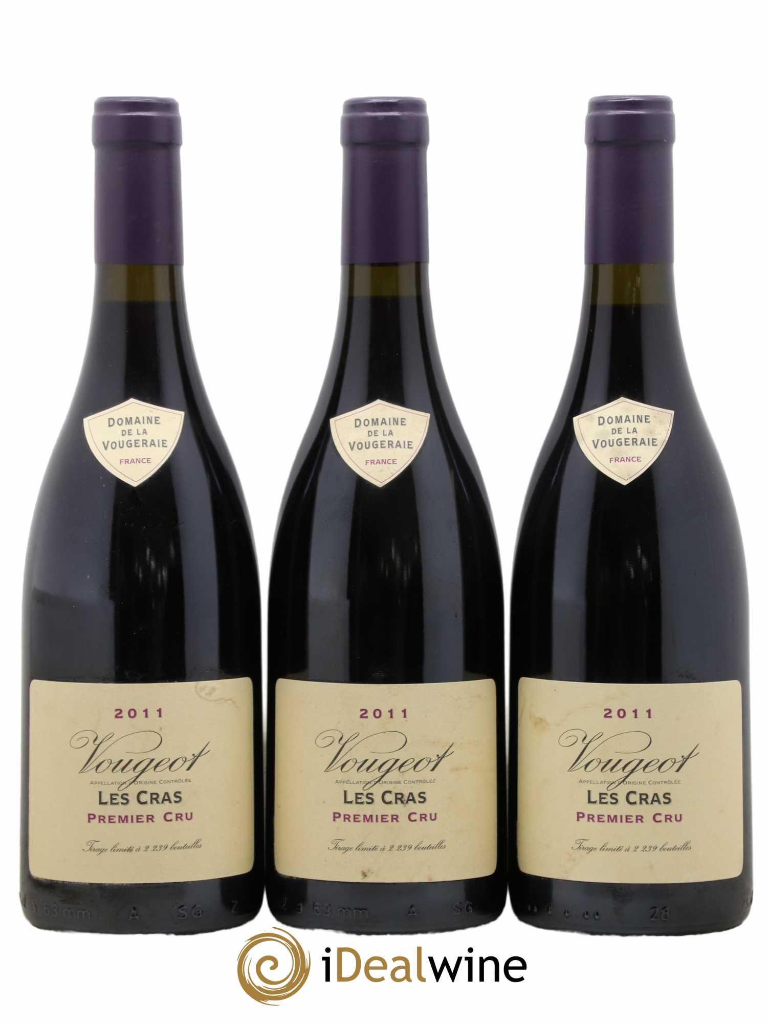 Vougeot 1er Cru Les Cras La Vougeraie 2011 - Lot de 3 bouteilles - 0