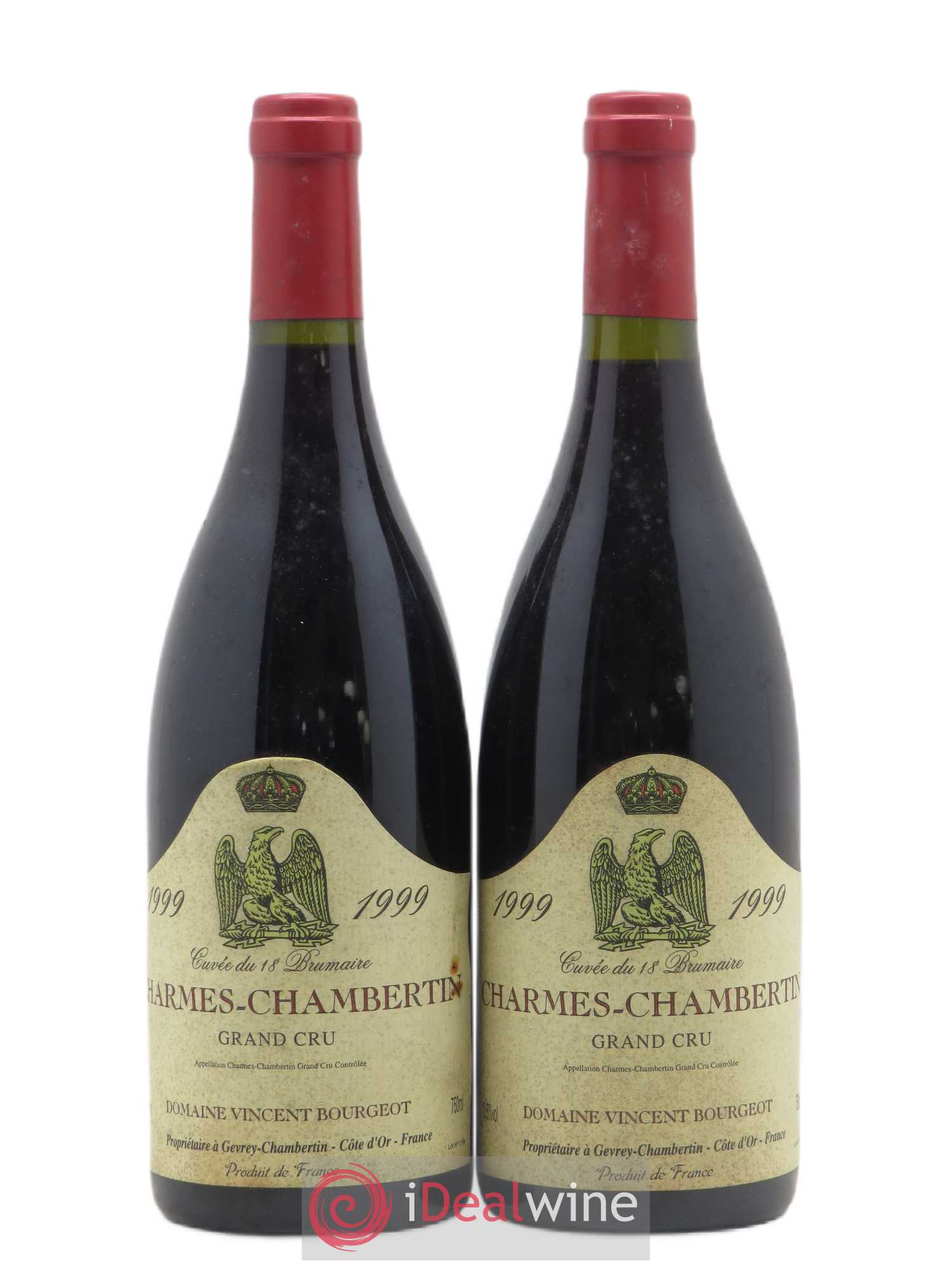 Charmes-Chambertin Grand Cru Vincent Bourgeot 1999 - Lot de 2 bouteilles - 0