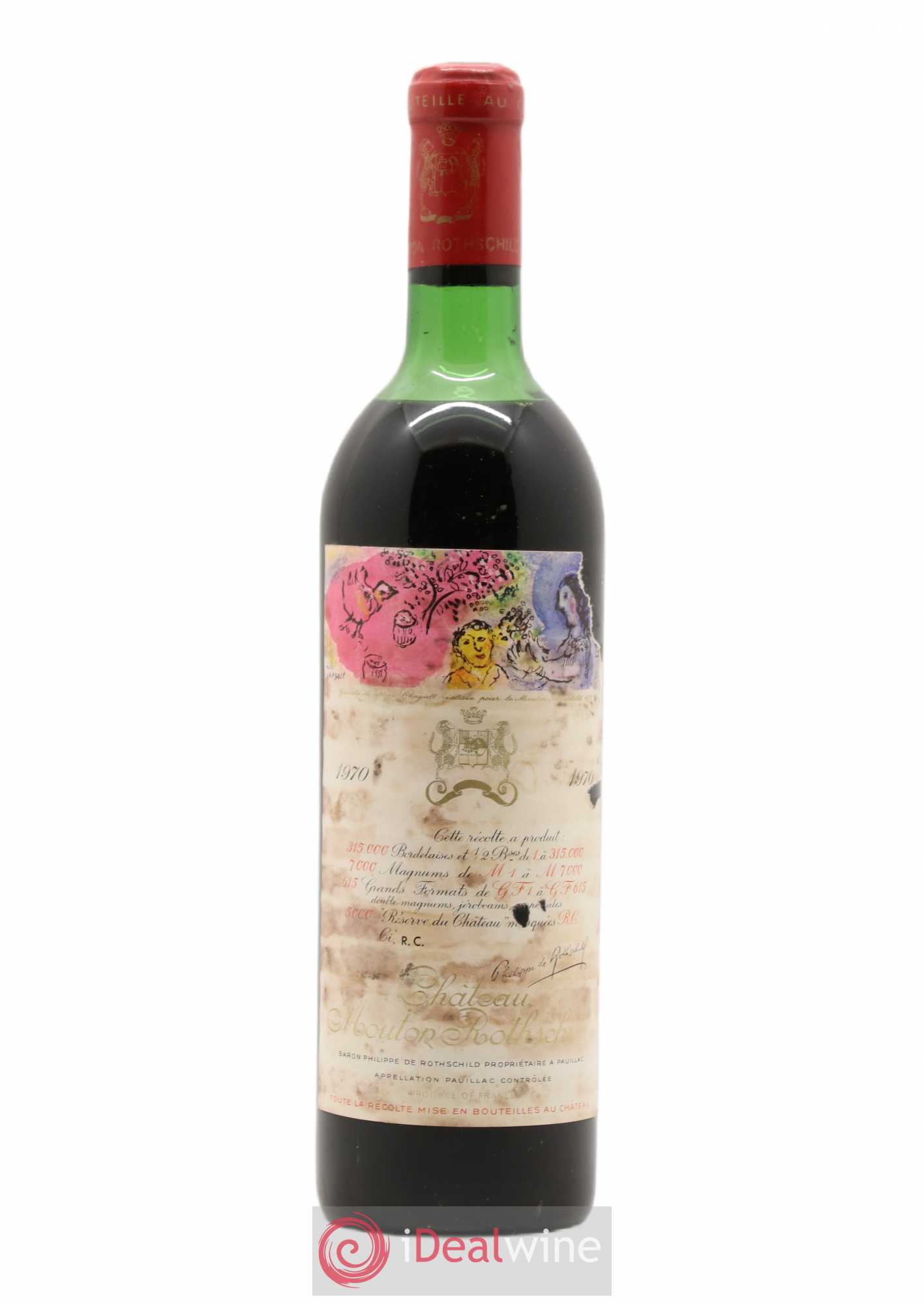 Château Mouton Rothschild 1er Grand Cru Classé 1970 - Lot de 1 bouteille - 0