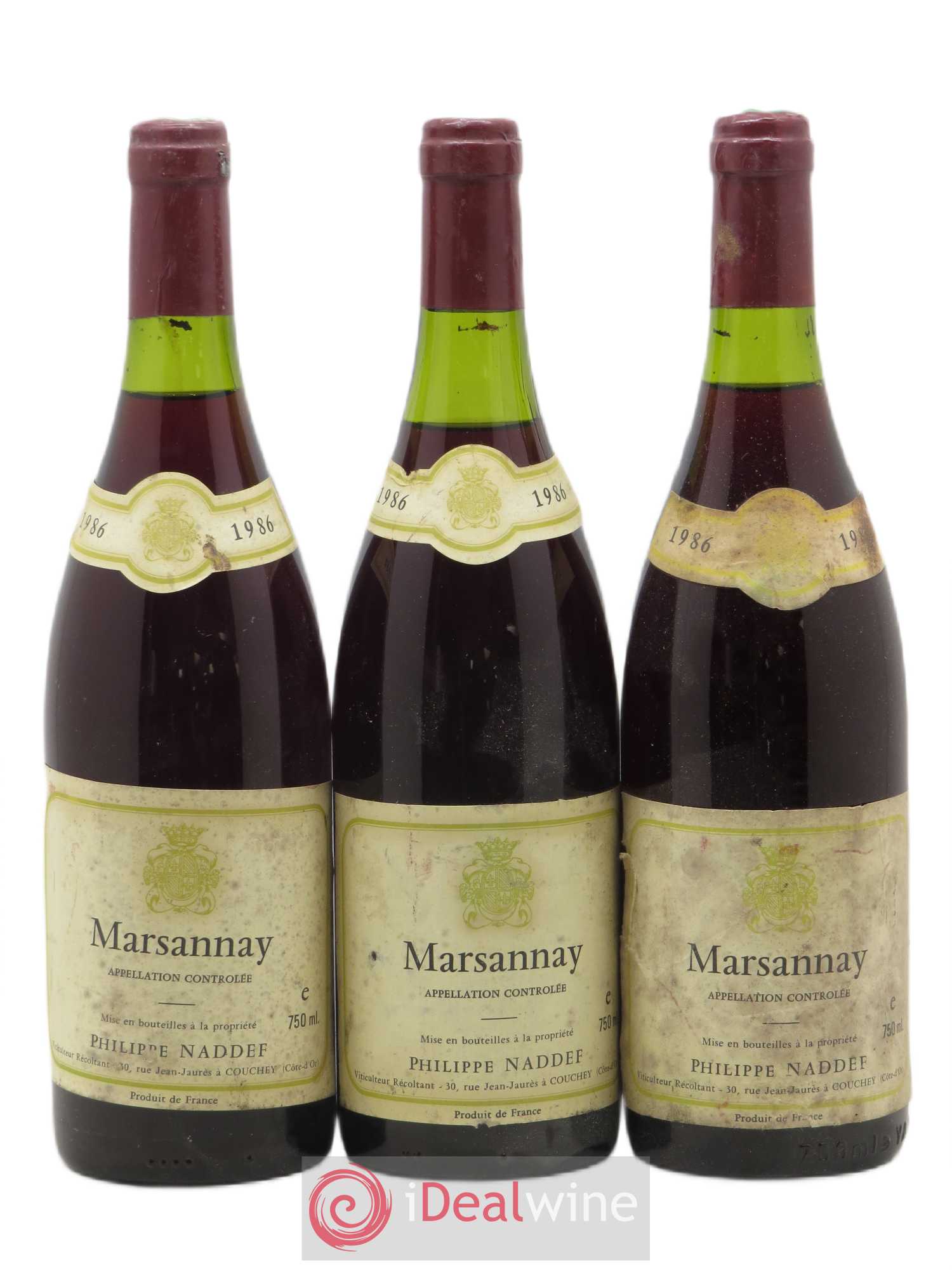 Marsannay Philippe Naddef 1986 - Lot de 3 bouteilles - 0