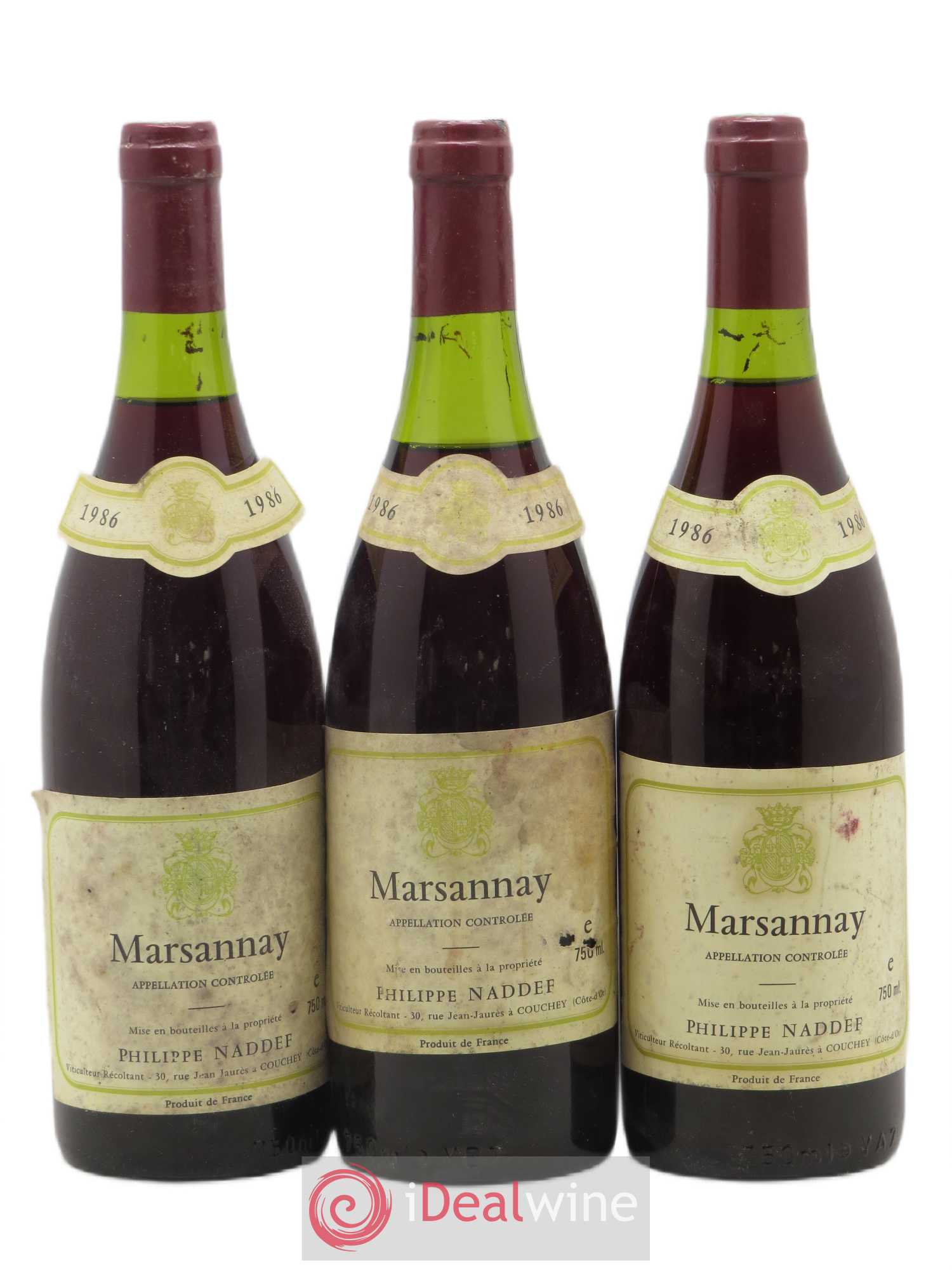 Marsannay Philippe Naddef 1986 - Lot de 3 bouteilles - 0