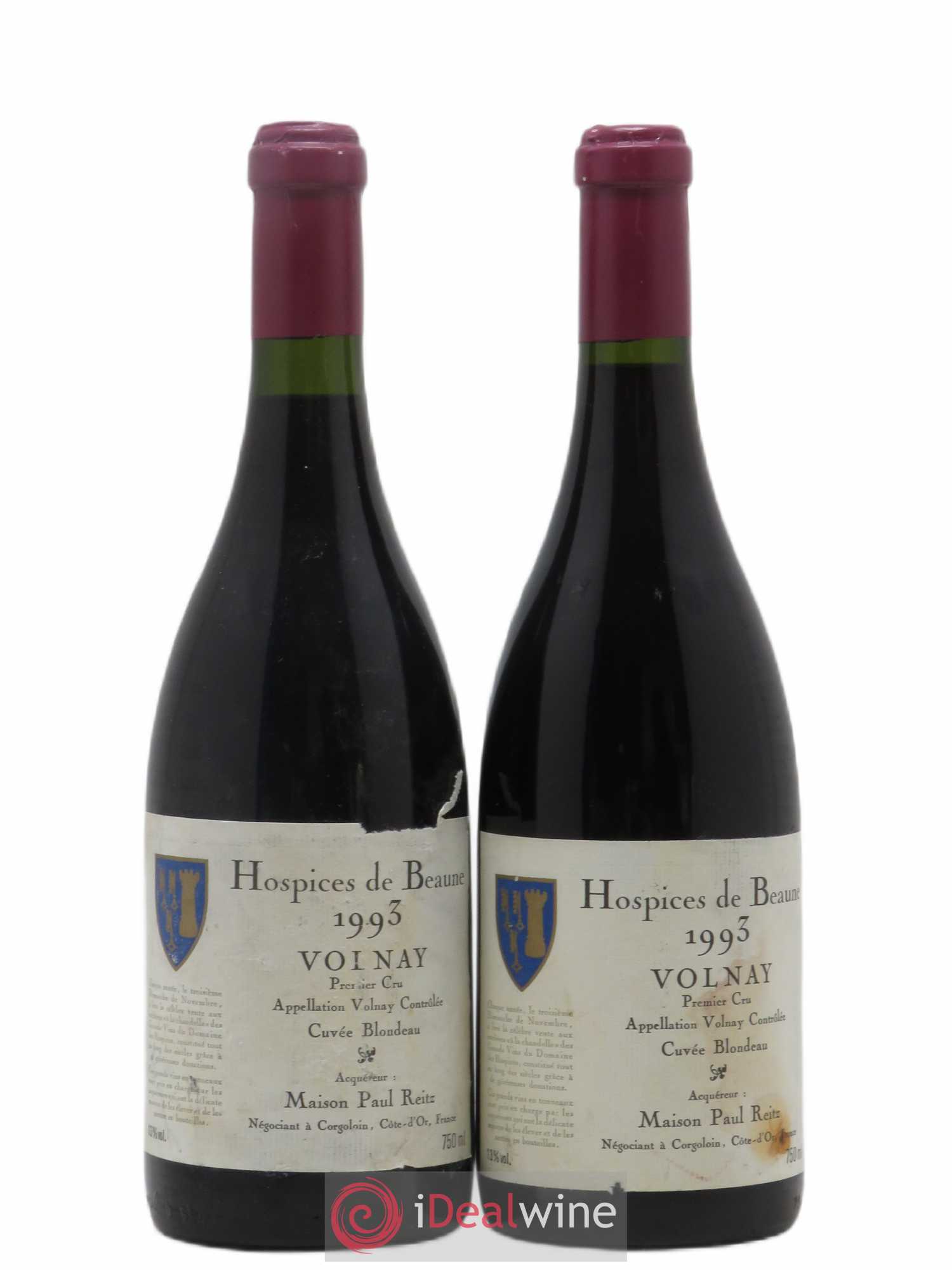 Volnay Cuvée Blondeau Hospices de Beaune Maison Paul Reitz 1993 - Posten von 2 Flaschen - 0