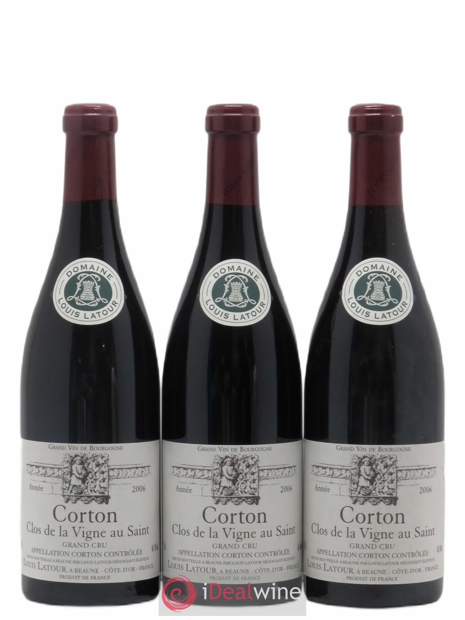 Corton Grand Cru Clos de la vigne au Saint Louis Latour 2006 - Lot de 3 bouteilles - 0