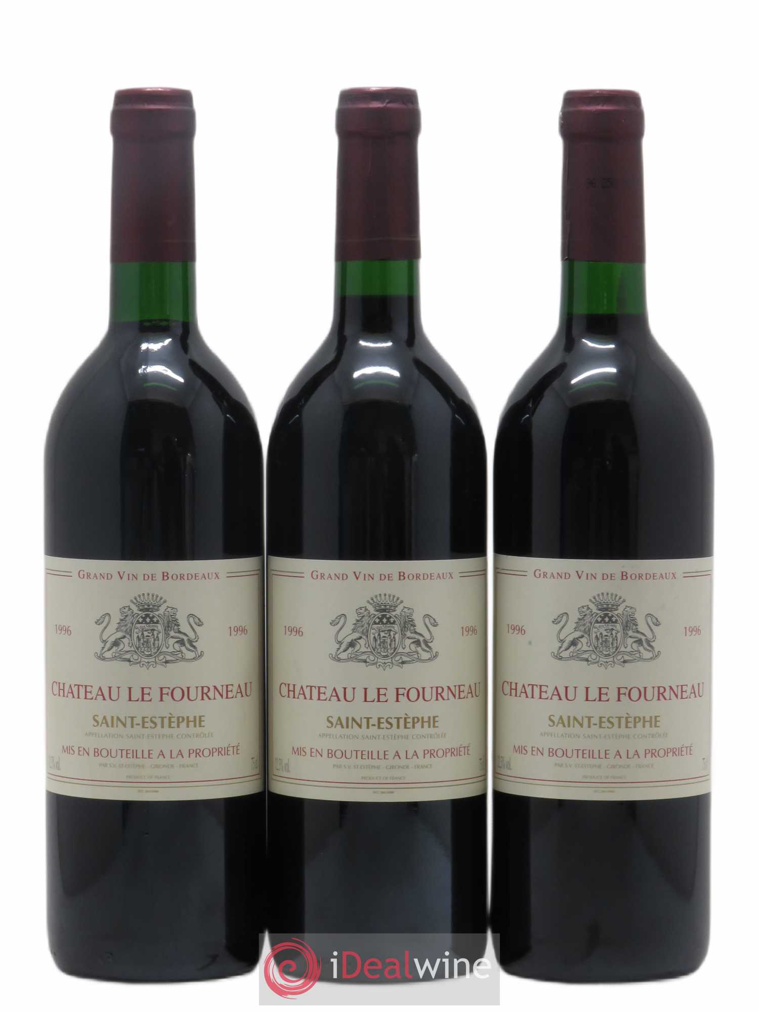 Saint-Estèphe Château Le Fourneau (sans prix de réserve) 1996 - Lot de 3 bouteilles - 0