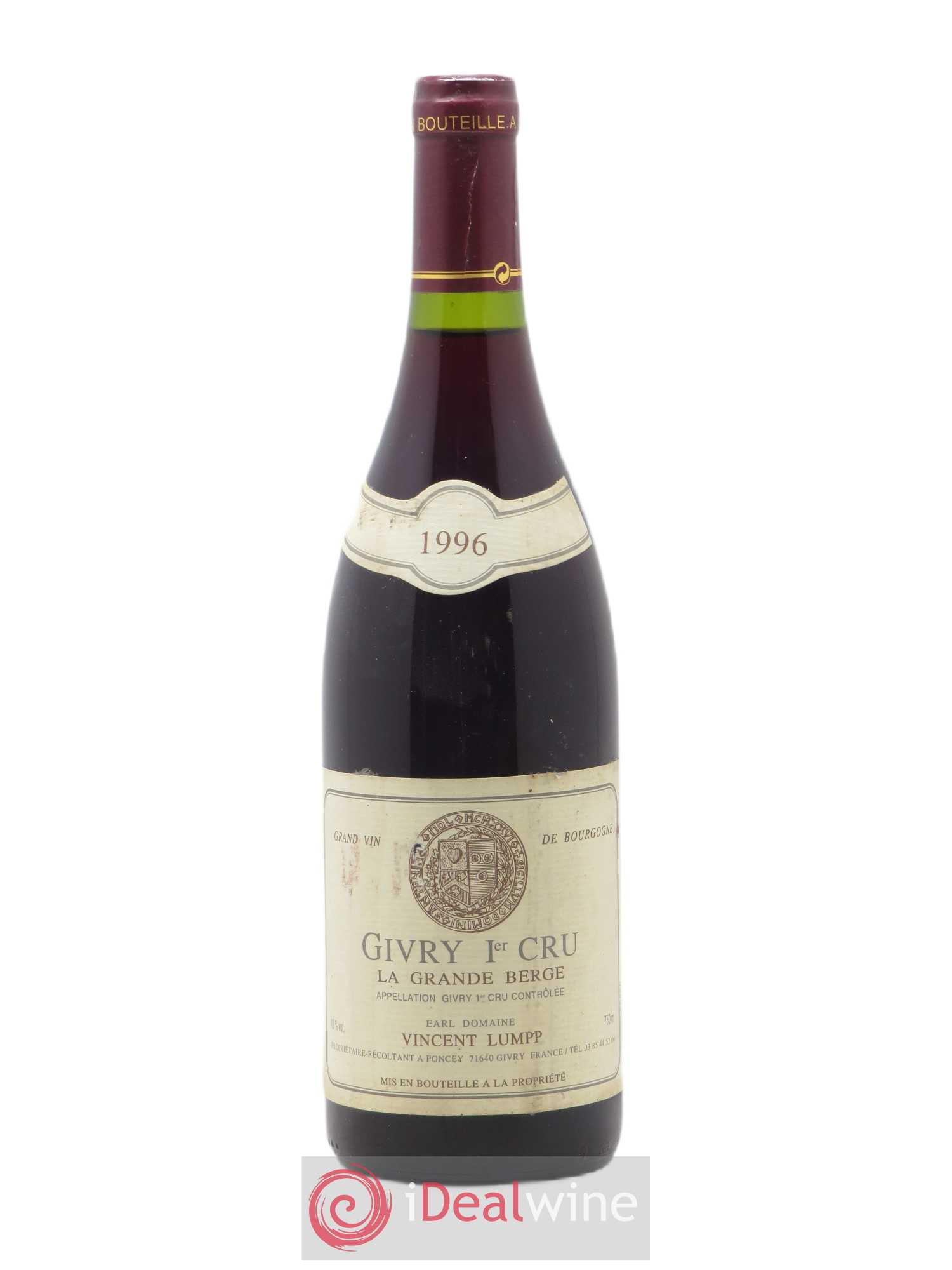 Givry 1er Cru La Grande Berge Domaine Vincent Lumpp 1996 - Lot de 1 bouteille - 0