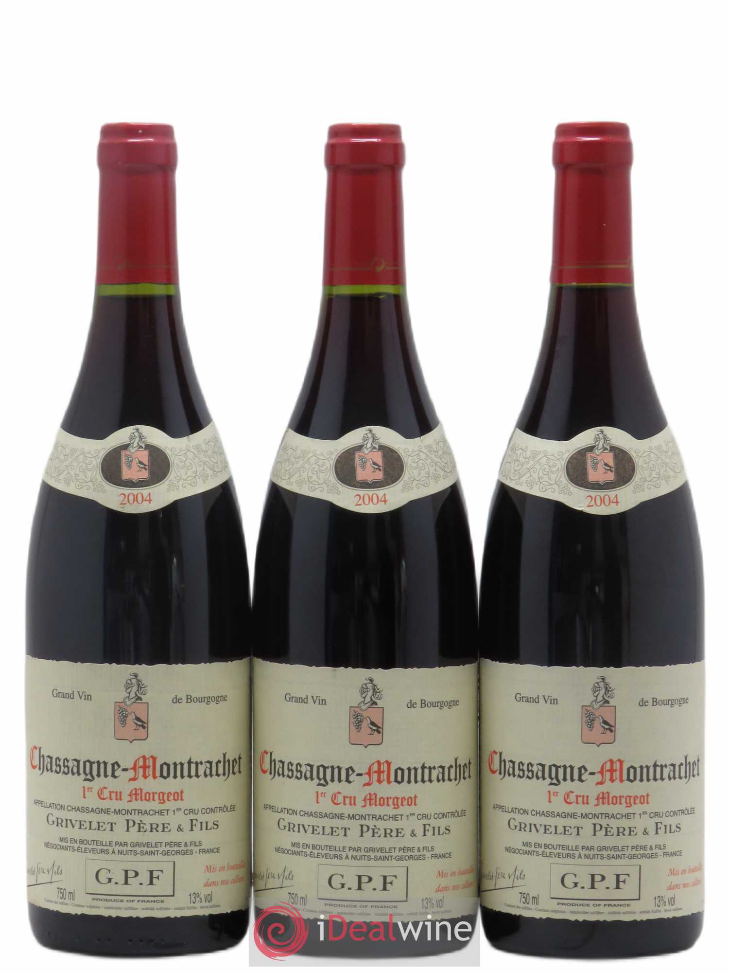 Chassagne-Montrachet 1er Cru Morgeot Grivelet 2004 - Lot de 3 bouteilles - 0