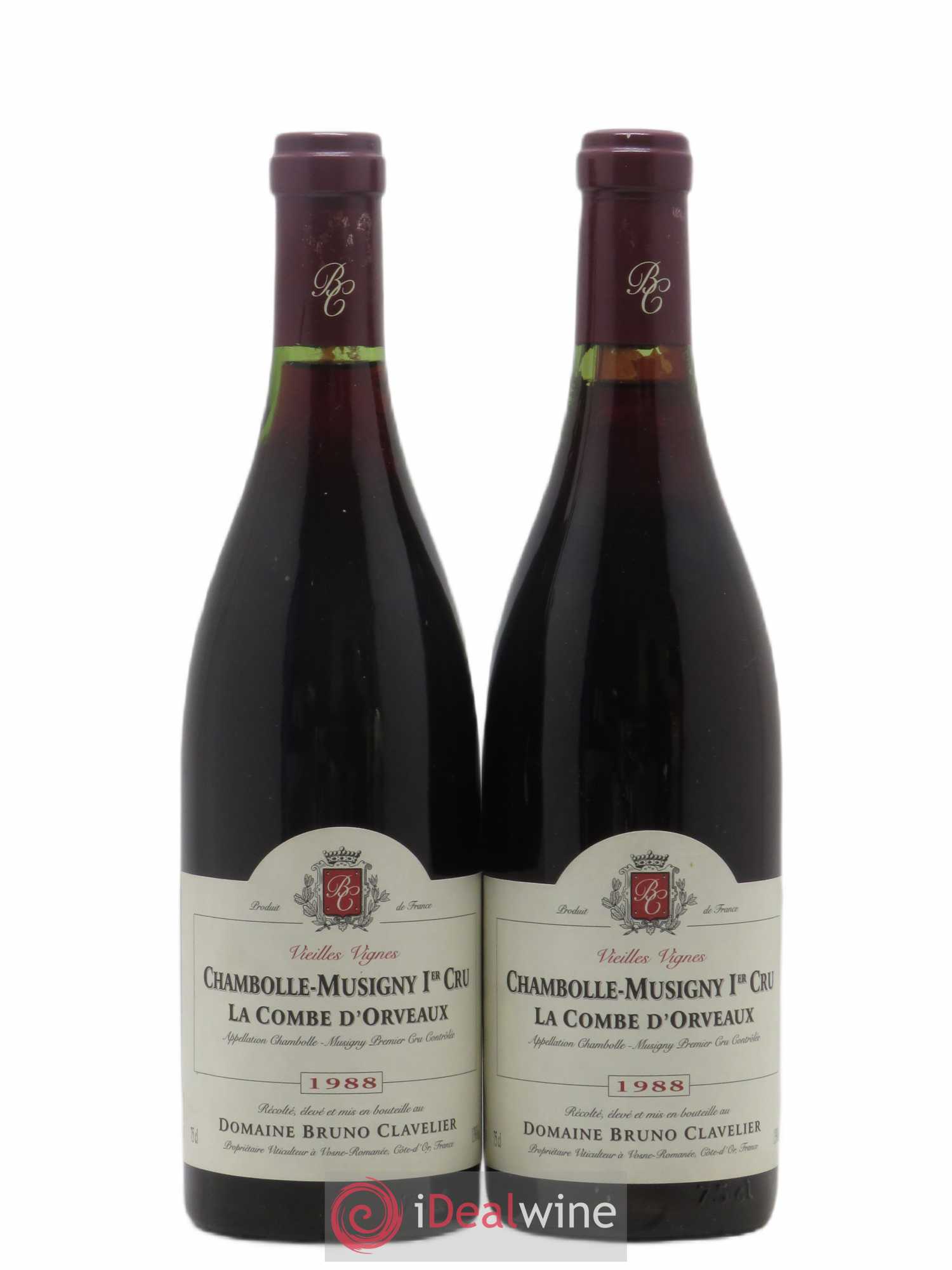 Chambolle-Musigny 1er Cru La Combe d'Orveaux Vieilles Vignes Bruno Clavelier 1988 - Lot de 2 bouteilles - 0