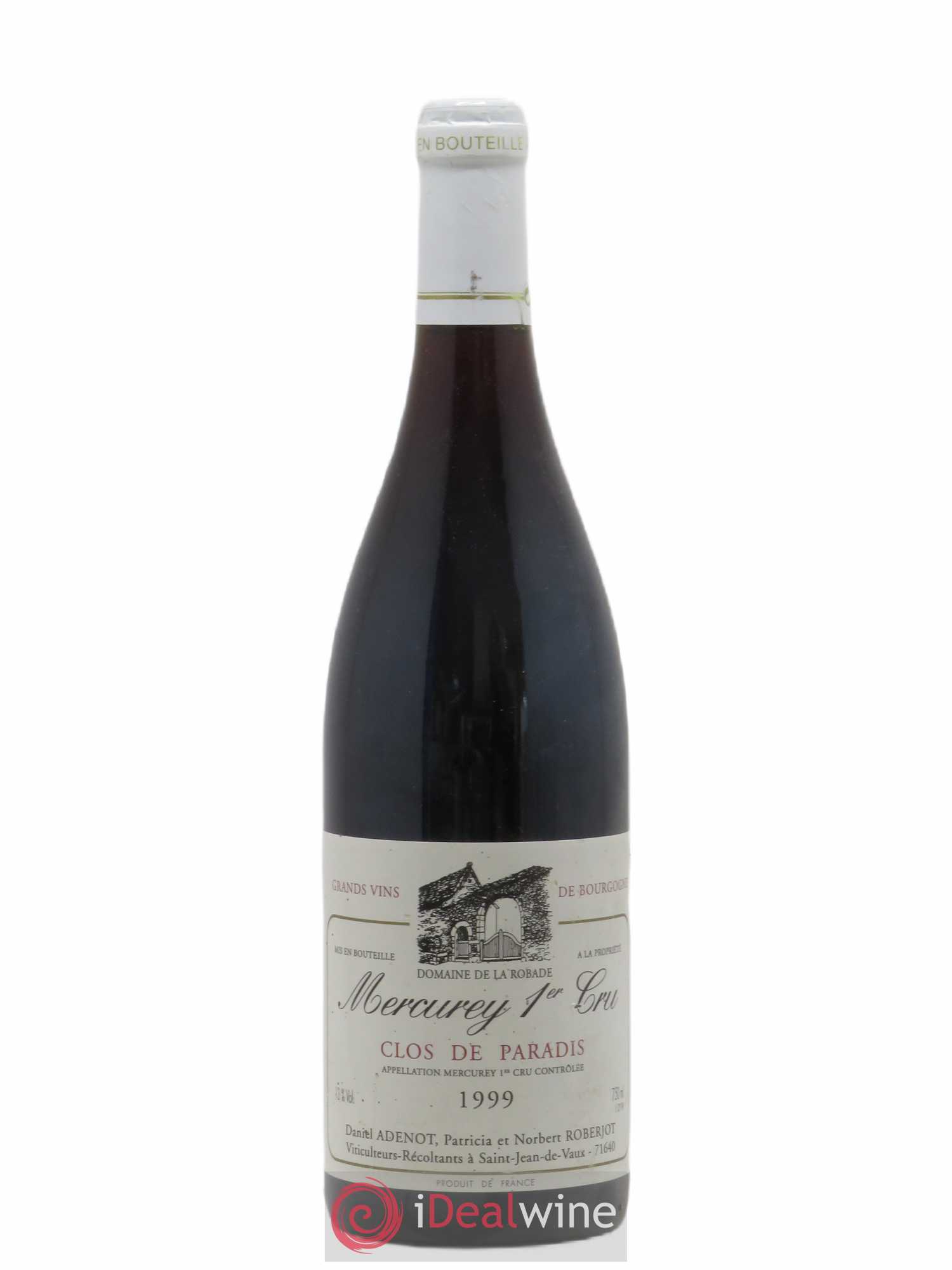 Mercurey 1er Cru Clos de Paradis Domaine de la Robade 1999 - Lot de 1 bouteille - 0