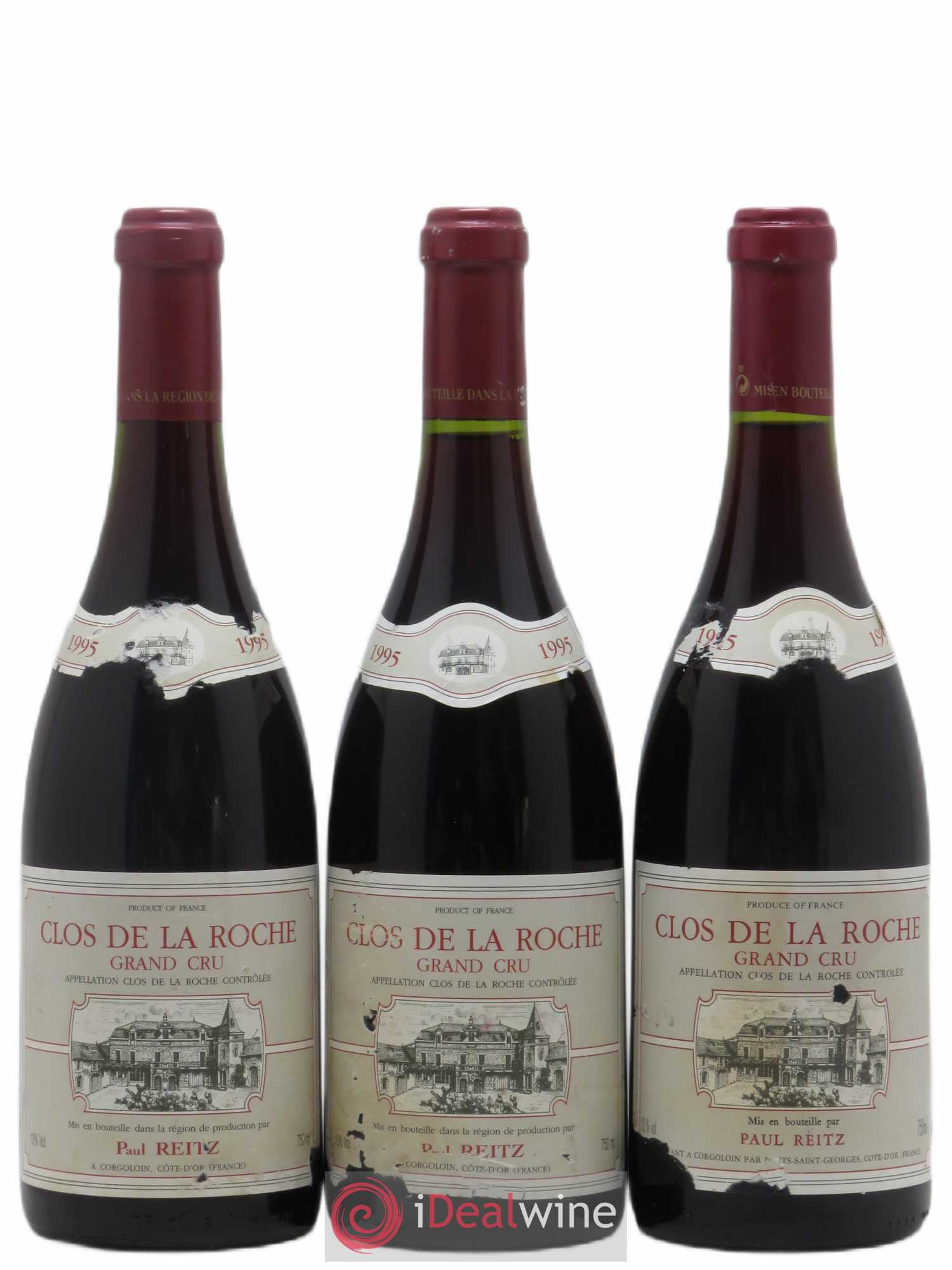 Clos de la Roche Grand Cru Paul Reitz 1995 - Lot de 3 bouteilles - 0