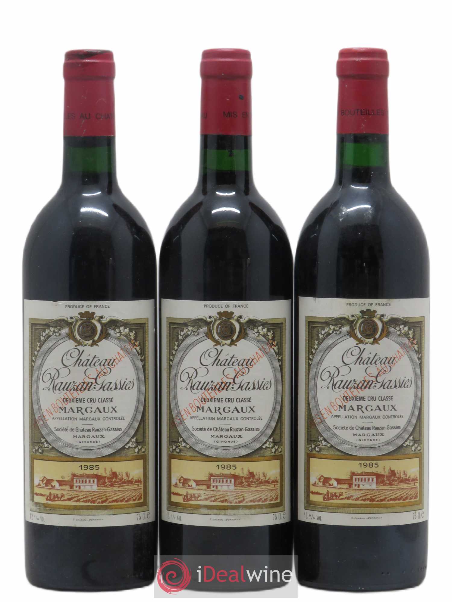 Château Rauzan-Gassies 2ème Grand Cru Classé 1985 - Lot de 3 bouteilles - 0