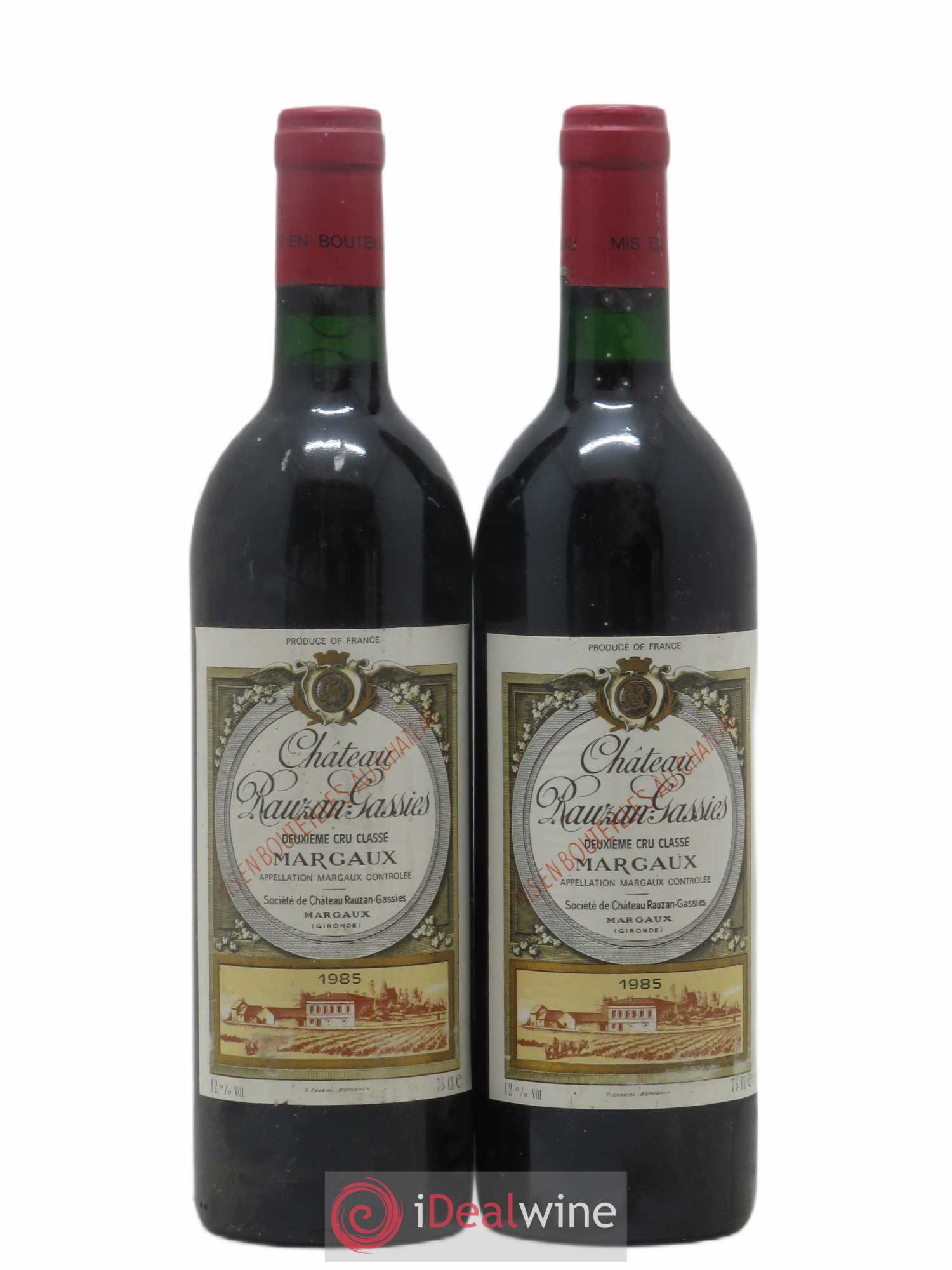 Château Rauzan-Gassies 2ème Grand Cru Classé 1985 - Lot de 2 bouteilles - 0