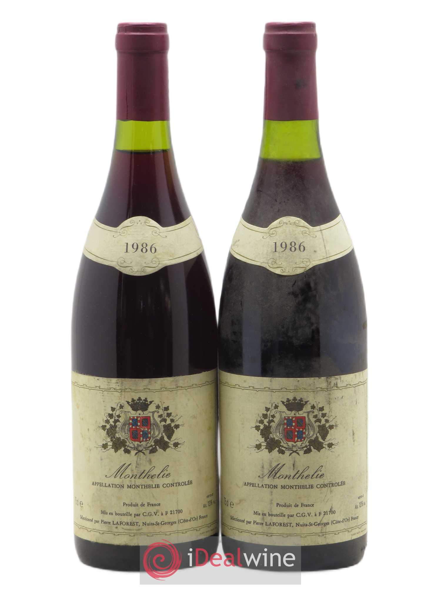 Monthélie Pierre Laforest 1986 - Lot de 2 bouteilles - 0