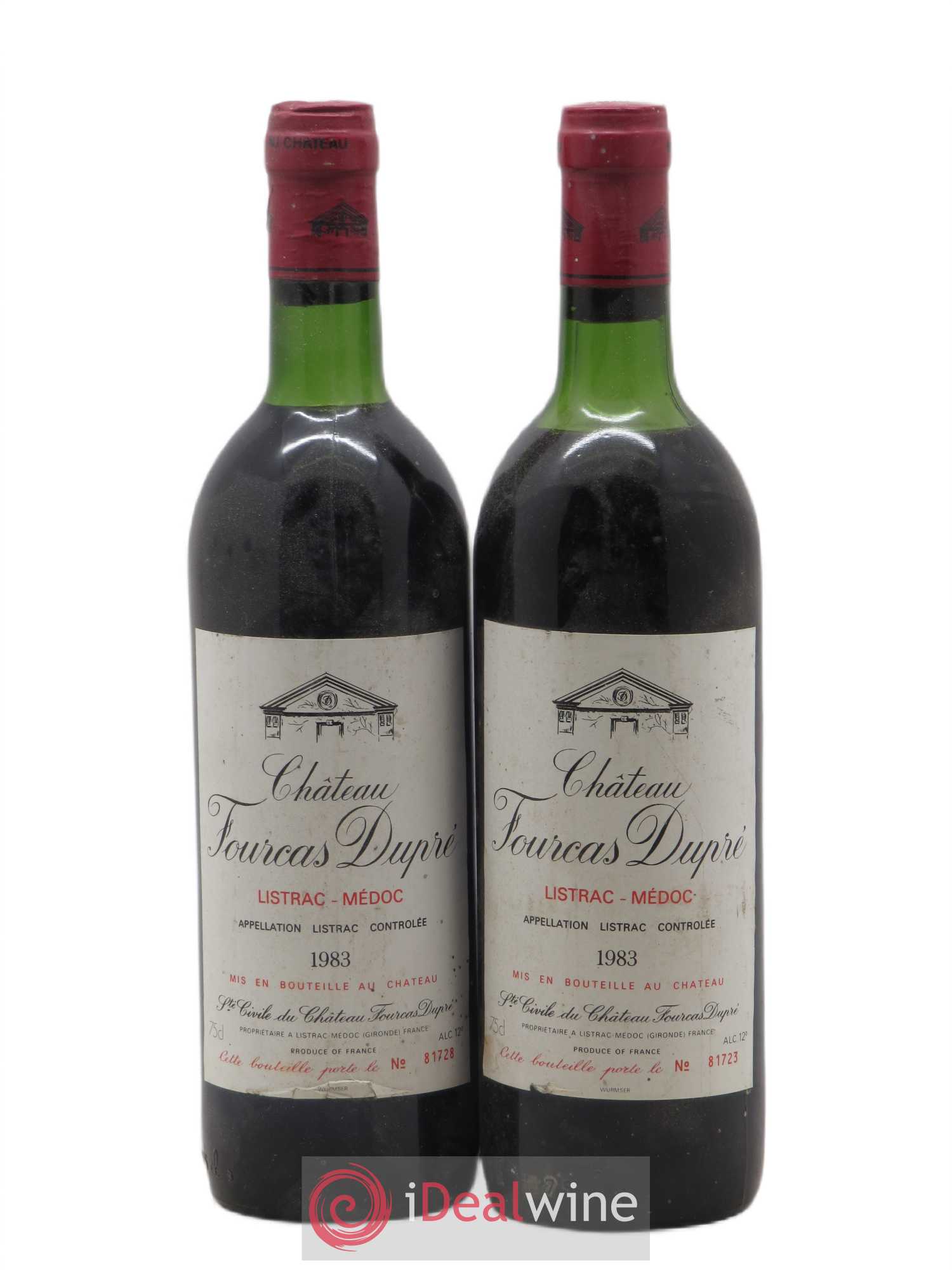 Château Fourcas Dupré 1983 - Lot de 2 bouteilles - 0