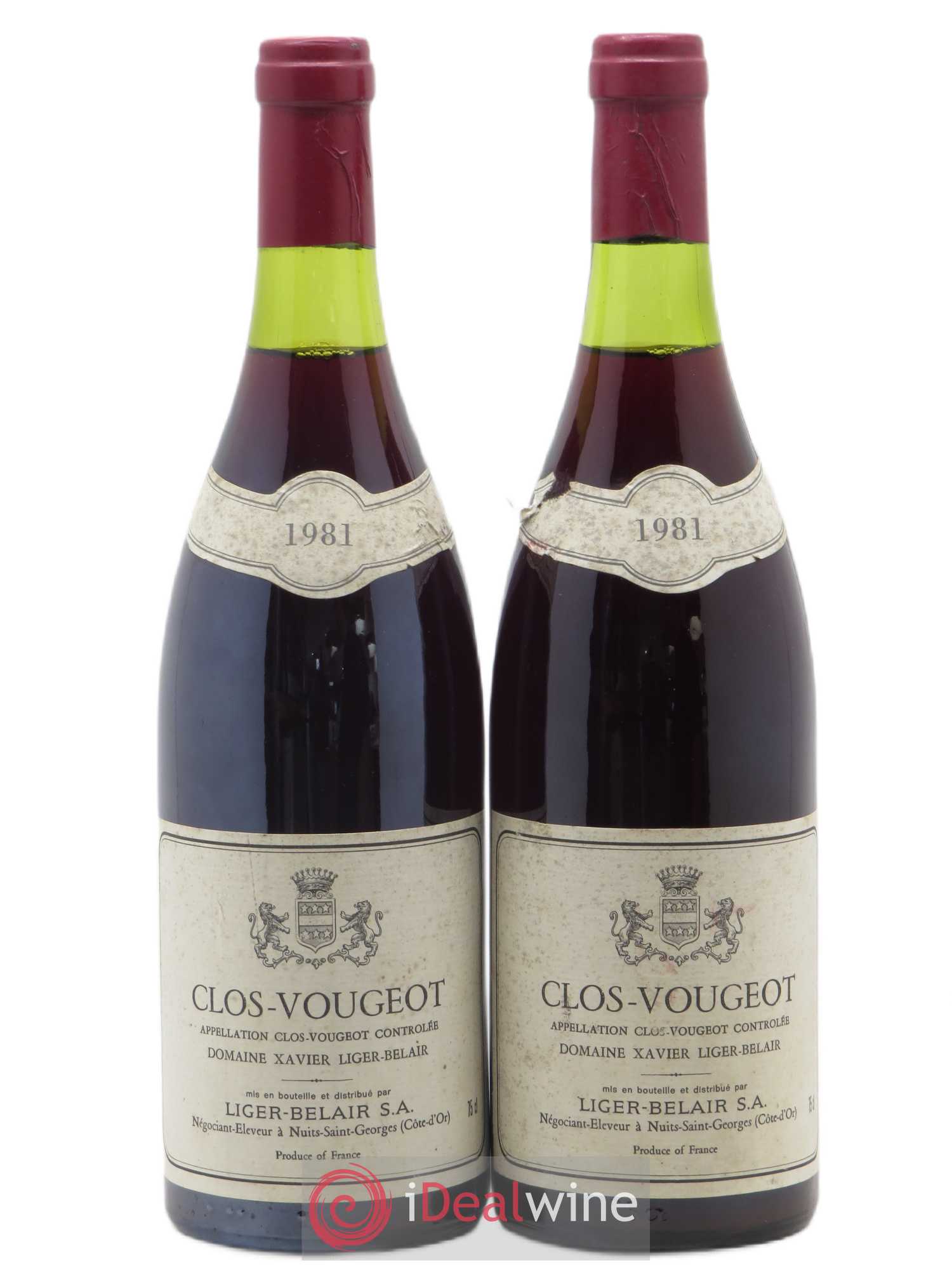 Clos de Vougeot Grand Cru Xavier Liger Belair 1981 - Lot de 2 bouteilles - 0