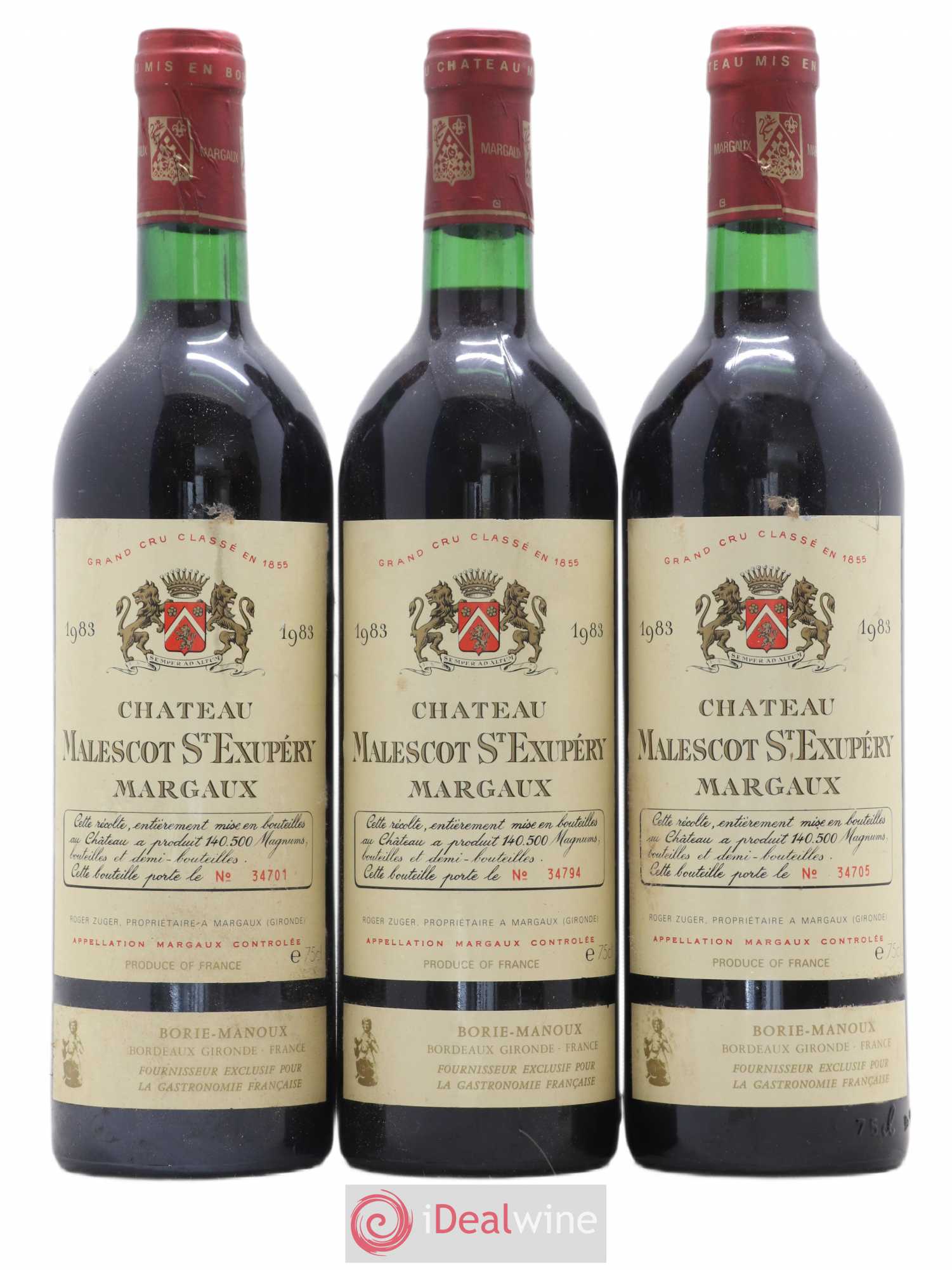 Château Malescot Saint-Exupéry 3ème Grand Cru Classé 1983 - Lot de 3 bouteilles - 0
