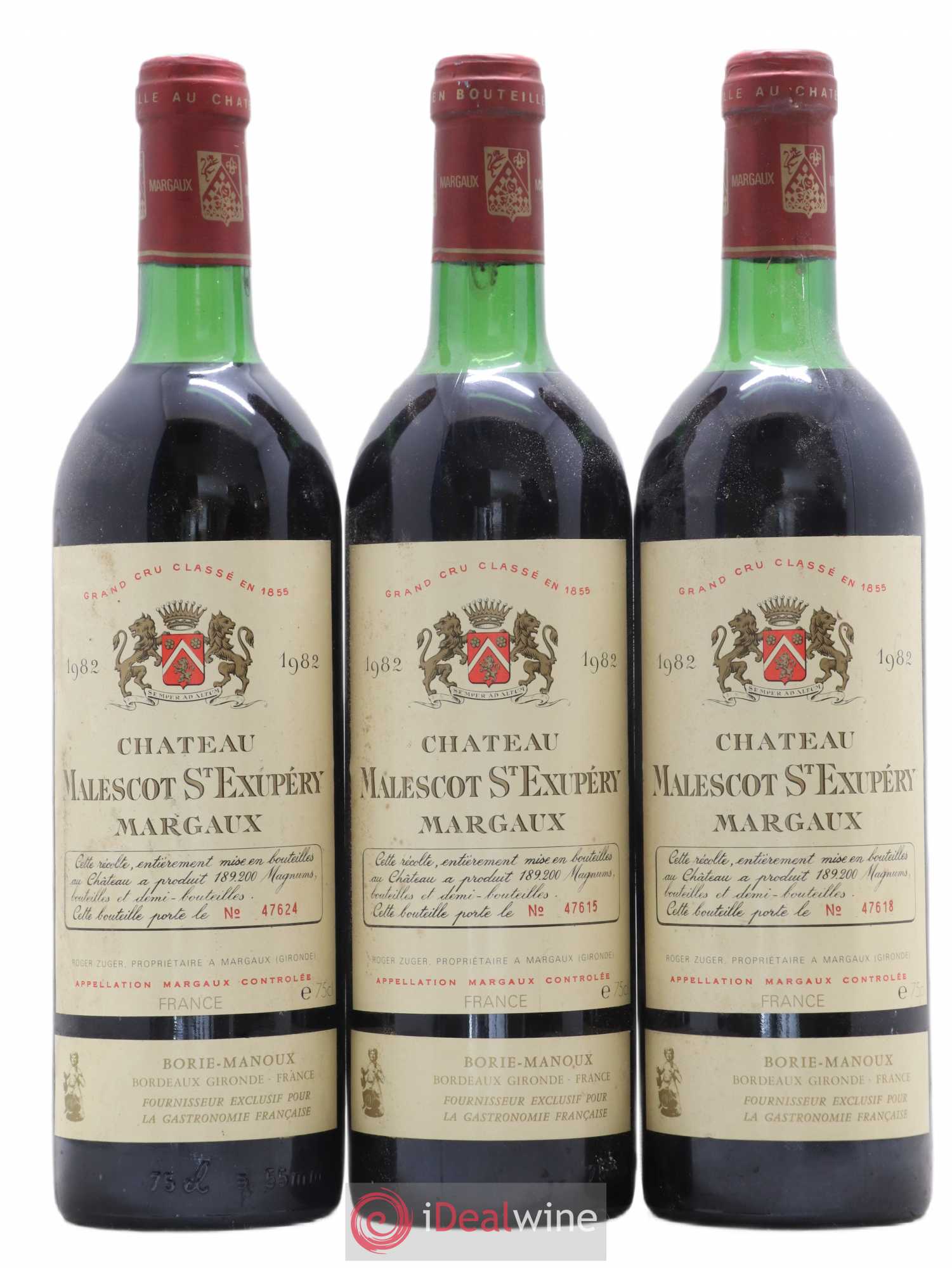 Château Malescot Saint-Exupéry 3ème Grand Cru Classé 1982 - Lot de 3 bouteilles - 0