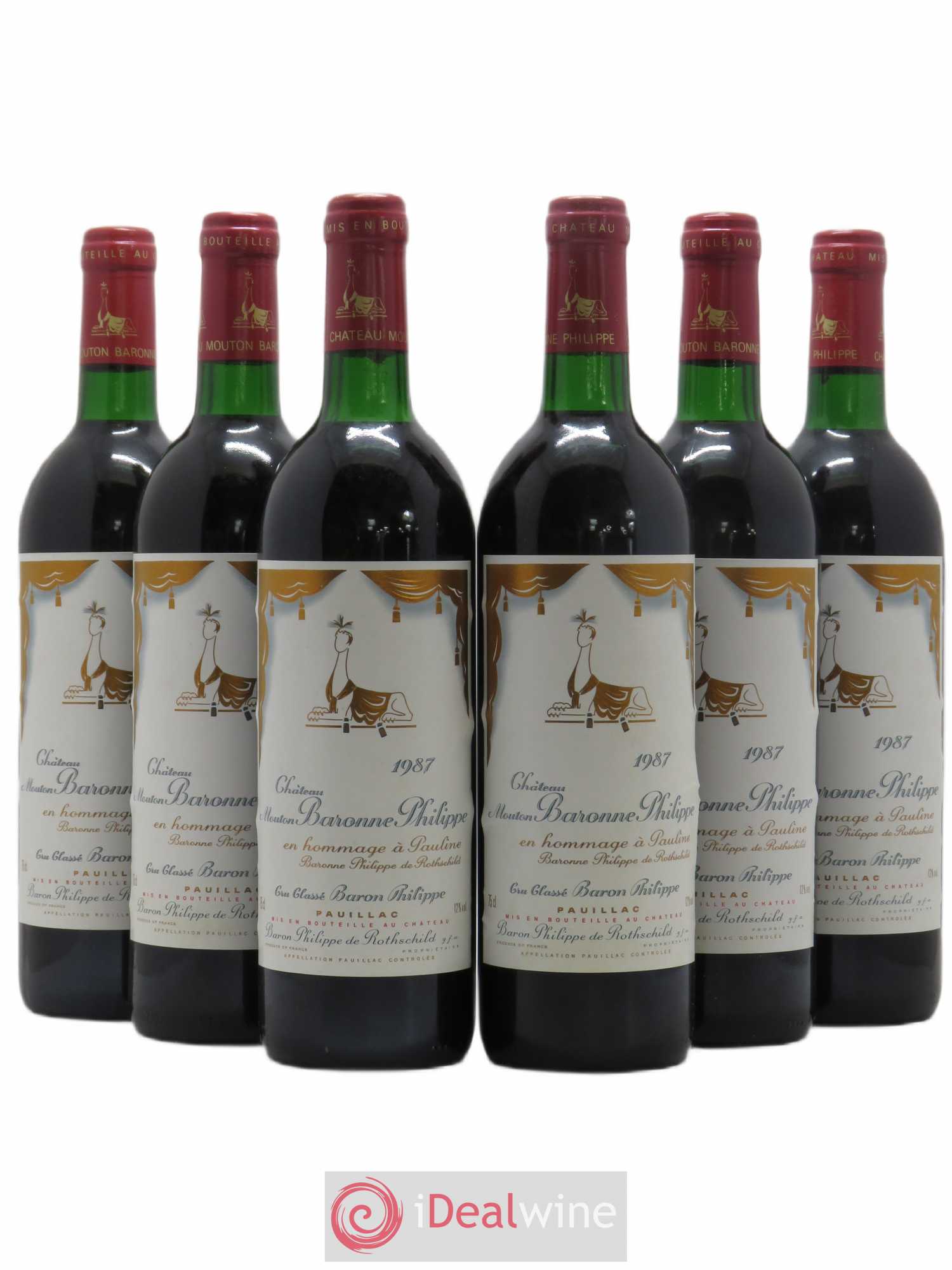 Château d' Armailhac - Mouton Baron(ne) Philippe 5ème Grand Cru Classé 1987 - Lot de 6 bouteilles - 0