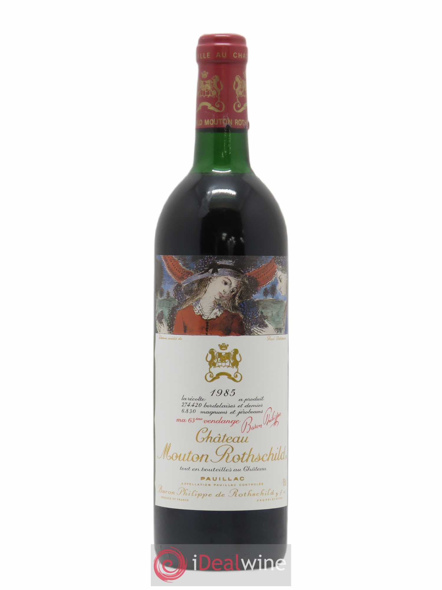 Château Mouton Rothschild 1er Grand Cru Classé 1985 - Lot de 1 bouteille - 0