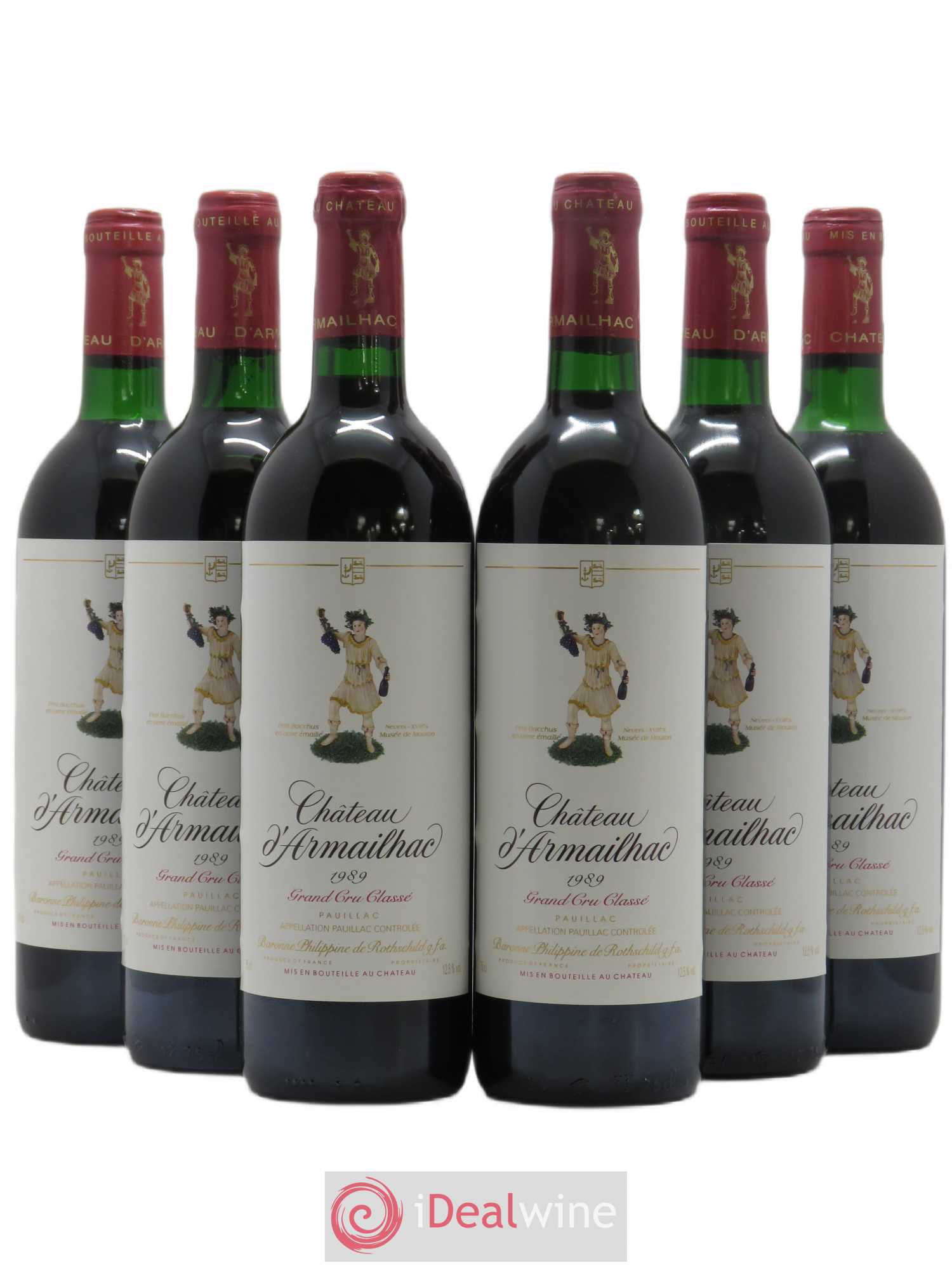 Château d' Armailhac - Mouton Baron(ne) Philippe 5ème Grand Cru Classé 1989 - Lot de 6 bouteilles - 0