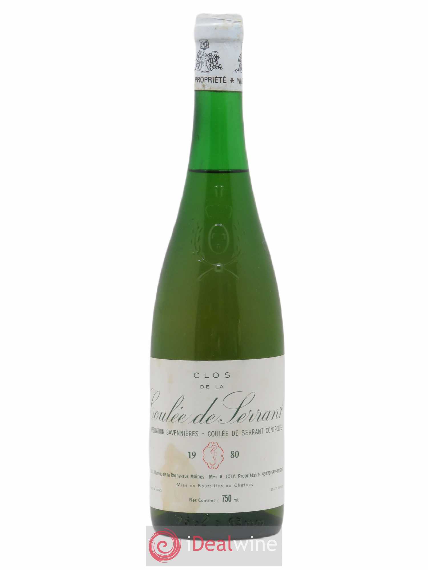 Savennières Clos de la Coulée de Serrant Vignobles de la Coulée de Serrant - Nicolas Joly 1980 - Lot de 1 bouteille - 0