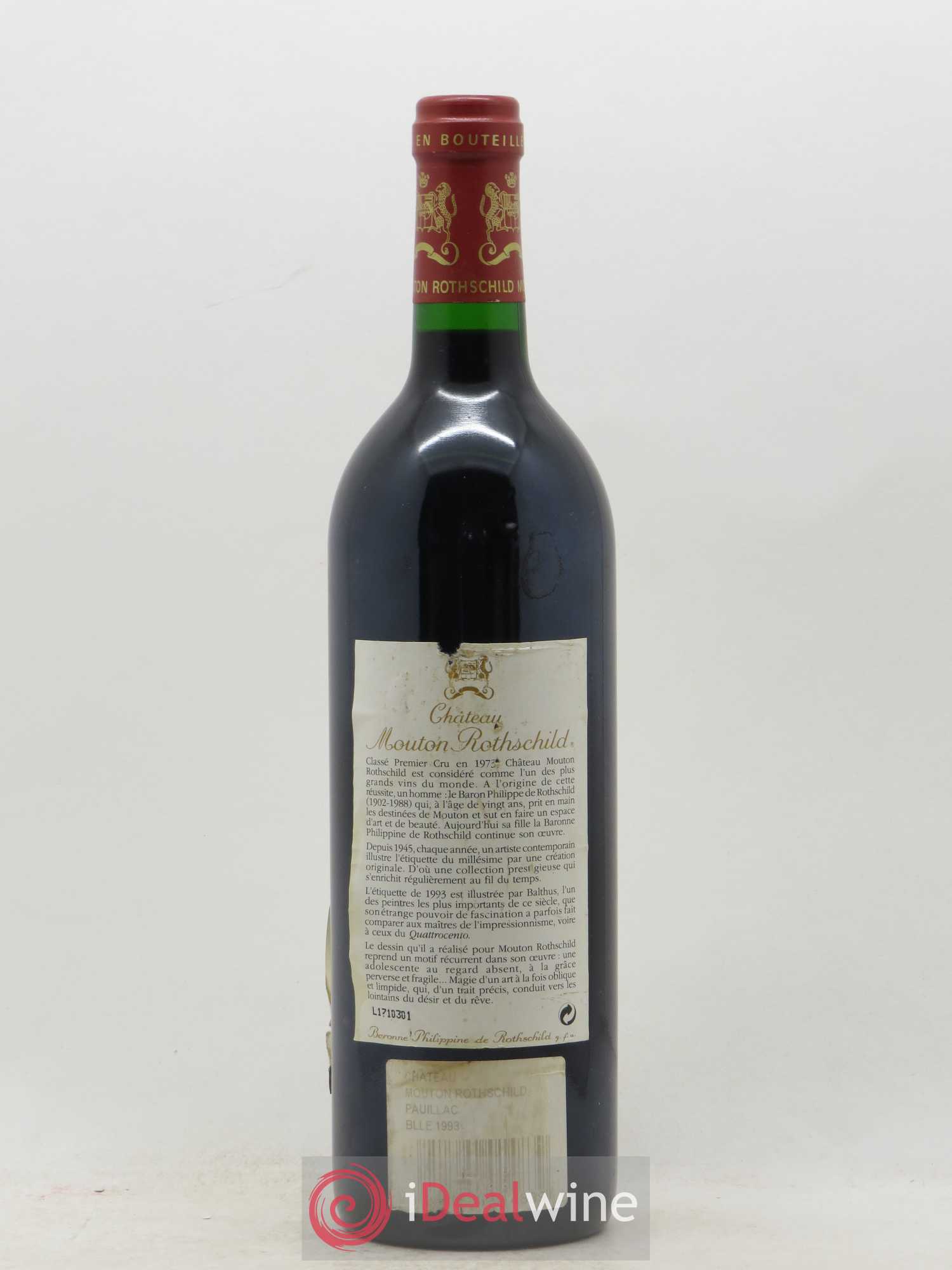 Château Mouton Rothschild 1er Grand Cru Classé 1993 - Lot de 1 bouteille - 1