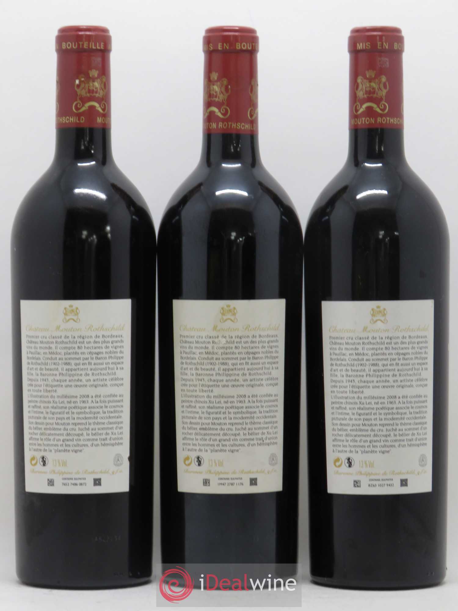 Château Mouton Rothschild 1er Grand Cru Classé 2008 - Lot de 3 bouteilles - 1